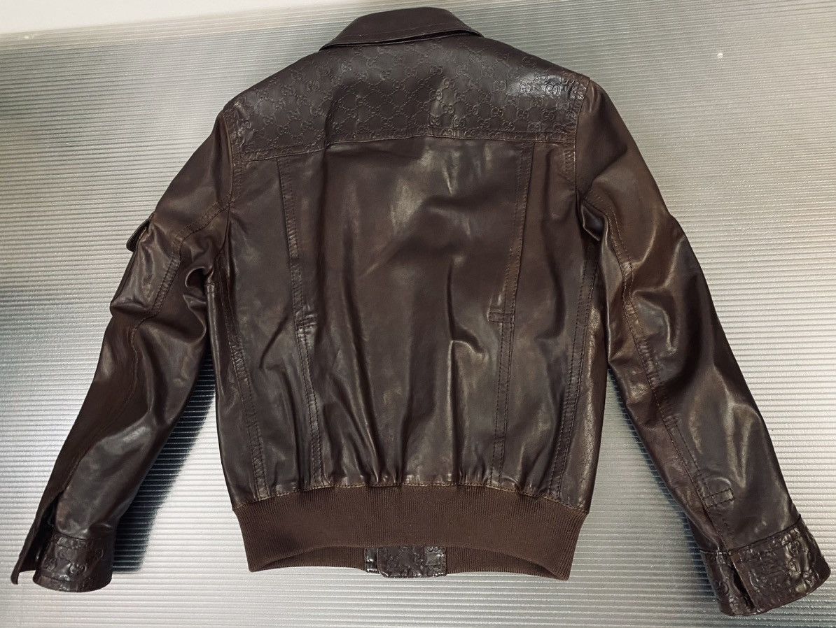 Gucci Gucci x Tom Ford 🇮🇹 Mocha Leather GG Allover Bomber Jacket 52 Size US L / EU 52-54 / 3 - 10 Thumbnail