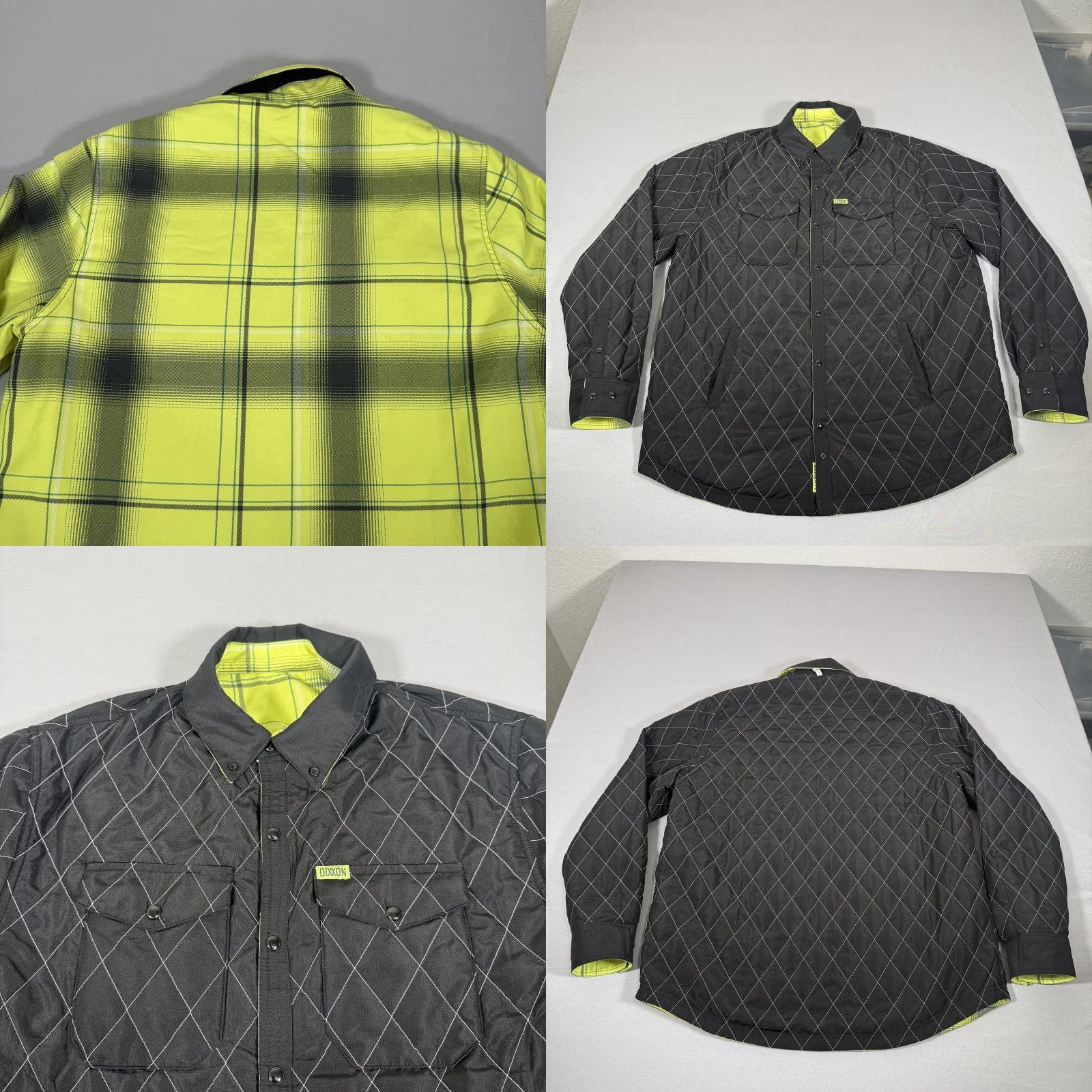 Vintage Dixxon Flannel Jacket Mens XL Reversible Quilted Shirt Plaid Snap Front Button-Down Collar Pockets Biker Outdoor Casual Workwear Size US XL / EU 56 / 4 - 9 Thumbnail