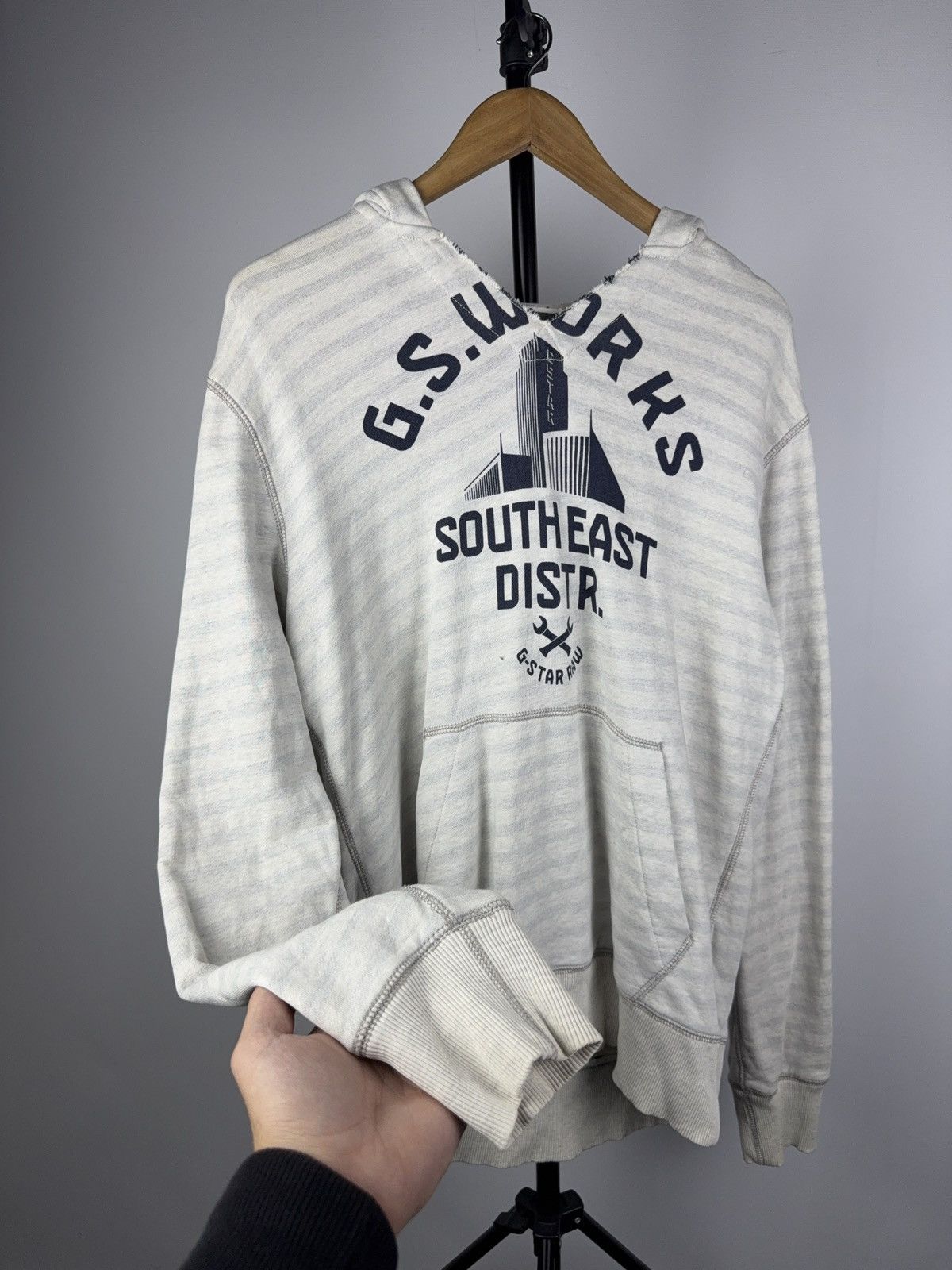 G-Star Vintage Retro 00s Big Logo G-Star Raw Stripe Hoodie Size US L / EU 52-54 / 3 - 4 Thumbnail