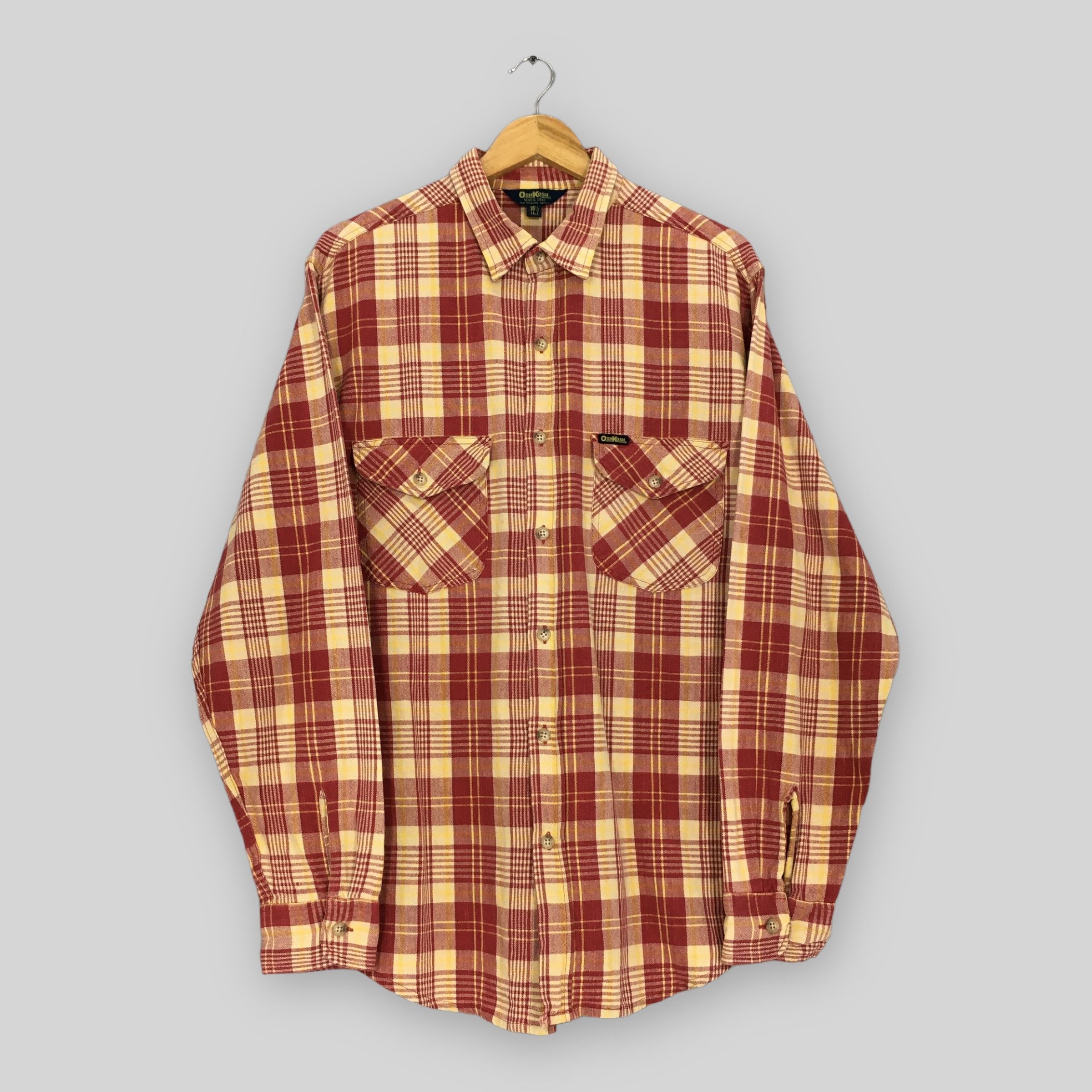 Flannel × Japanese Brand × Vintage Vintage OshKosh B'gosh Checkered Flannel Shirt Large Size US L / EU 52-54 / 3 - 1 Thumbnail