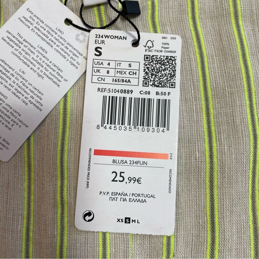 Mango NWT New Mango Striped Linen Blend Blouse Size S Size S / US 4 / IT 40 - 7 Thumbnail