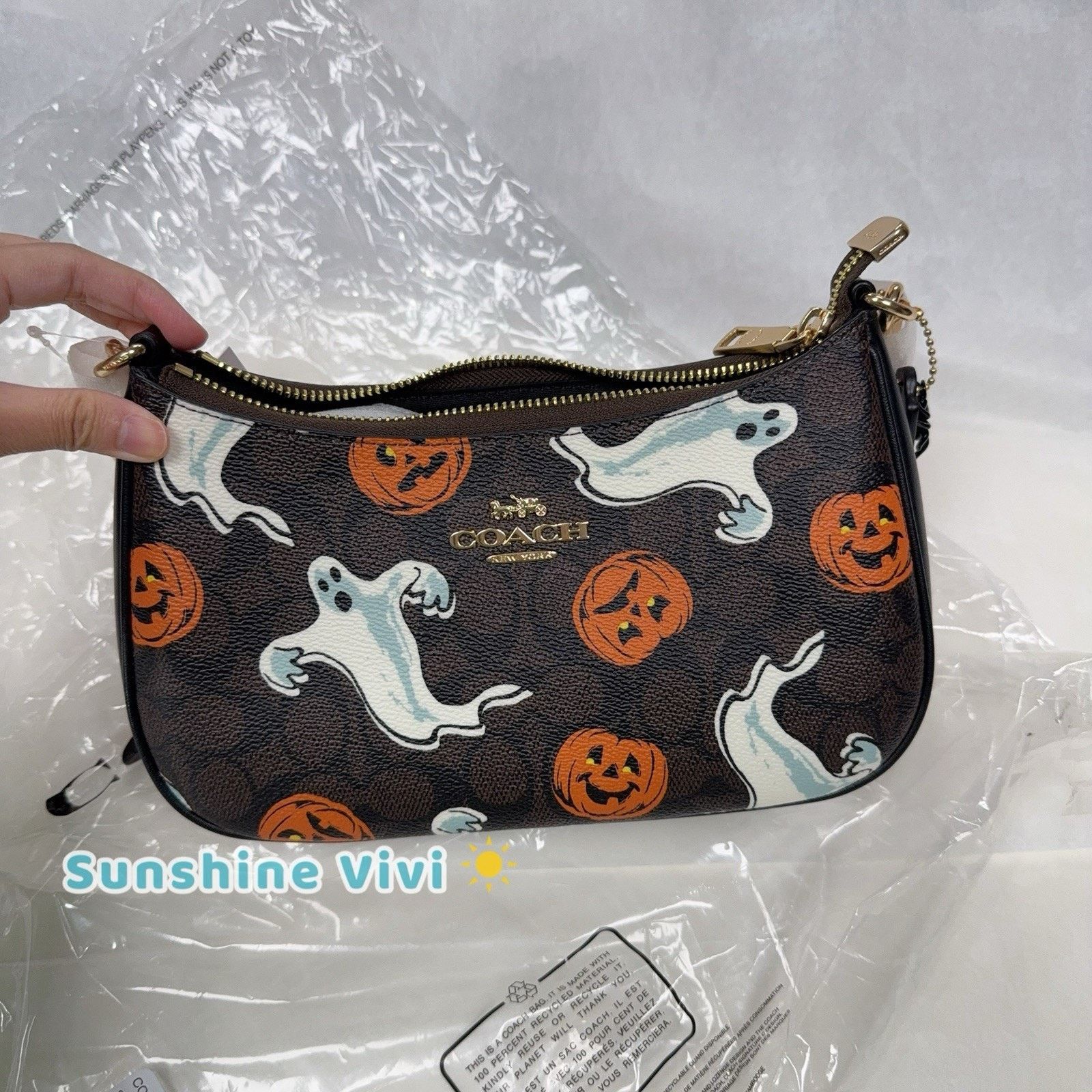 Coach NWT Coach Teri Shoulder Bag Canvas Pumpkin Halloween CCE71 Size ONE SIZE - 2 Thumbnail