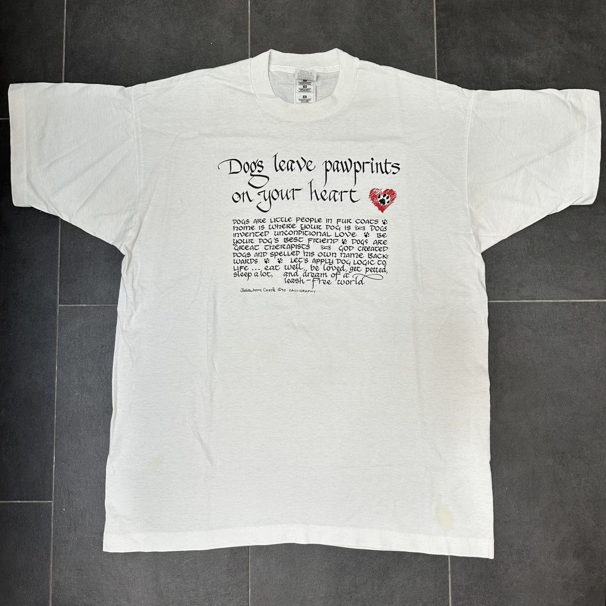 Vintage Crazy vintage 90s dog lovers calligraphy t-shirt Size US XL / EU 56 / 4 - 1 Thumbnail