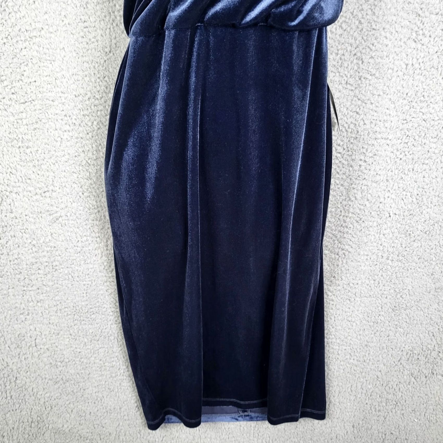Velvet Love X Design Women’s Velvet One Shoulder Navy Dress L NEW Size L / US 10 / IT 46 - 5 Thumbnail