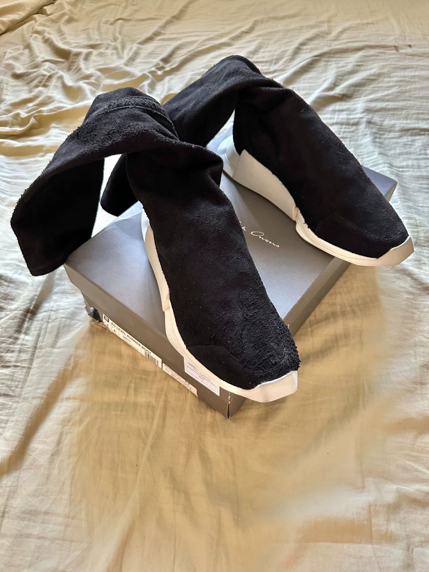 Rick Owens RO X adidas Black Long-Pile Suede Boots 42.5 EU New Size US 9 / EU 42 - 4 Thumbnail