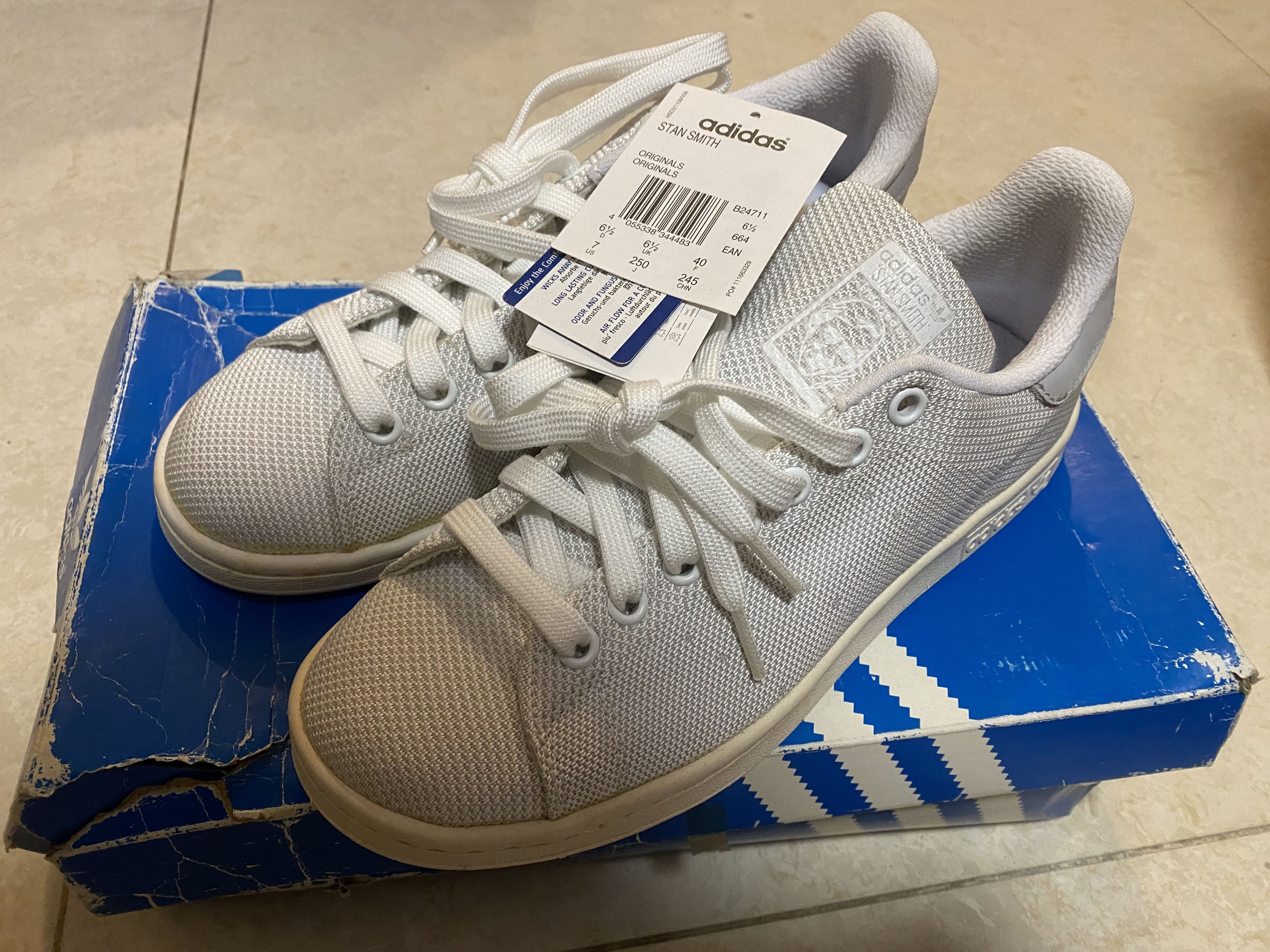 Adidas Adidas Stan Smith White and Grey Primeknit Sneakers US7 Size US 7 / EU 40 - 2 Thumbnail