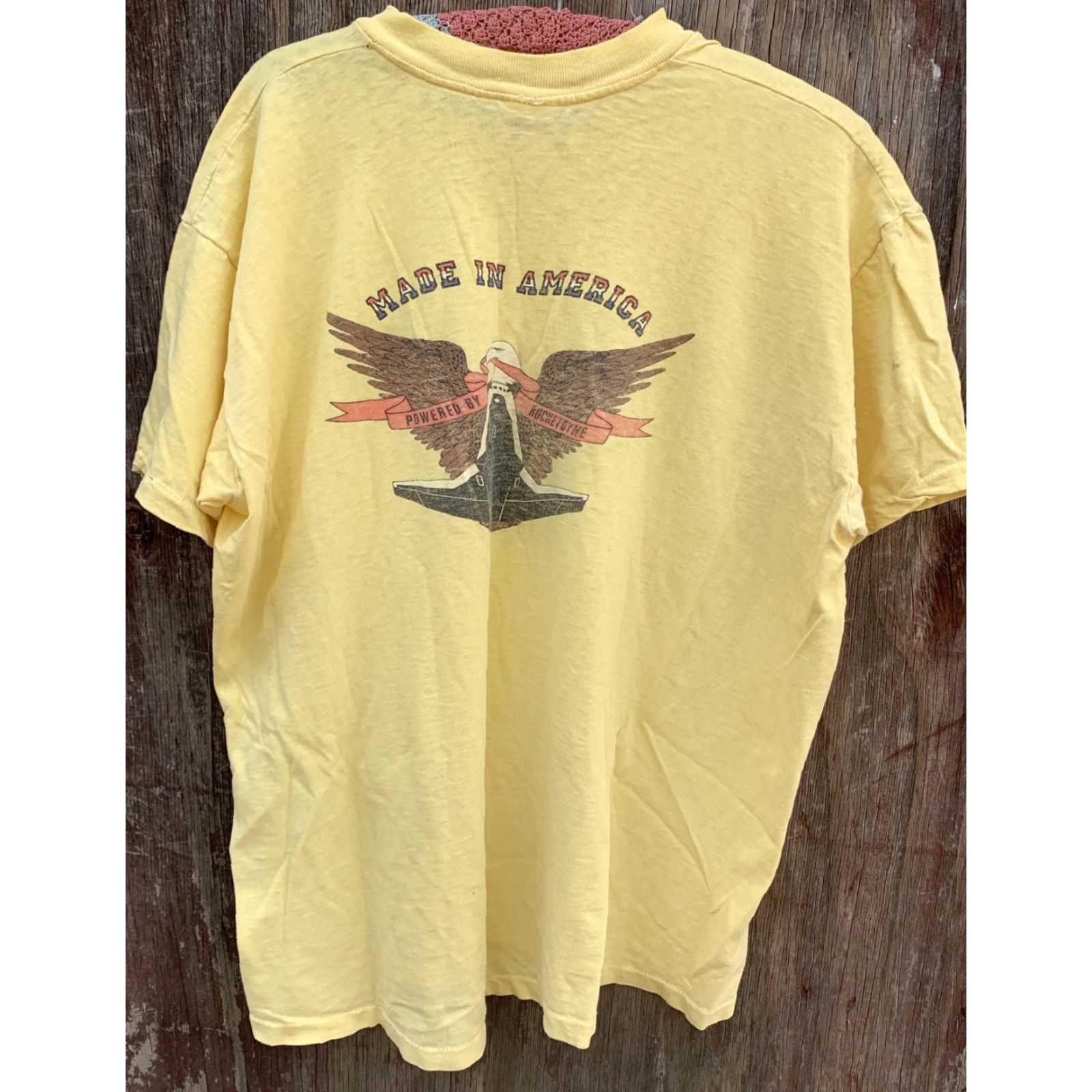 Vintage VINTAGE Stedman Graphic T-Shirt Pocket Tee USA Charles Rocketdyne Yellow XL Mens Size US XL / EU 56 / 4 - 2 Thumbnail