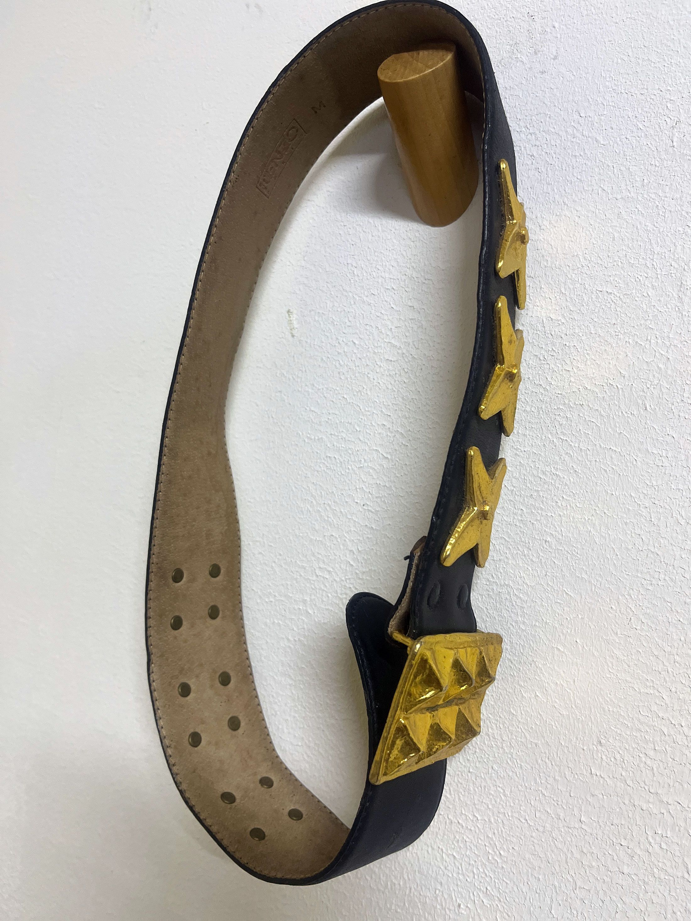 Kenzo Kenzo Paris Leather Belt Gold Toned Studed Size ONE SIZE - 2 Thumbnail
