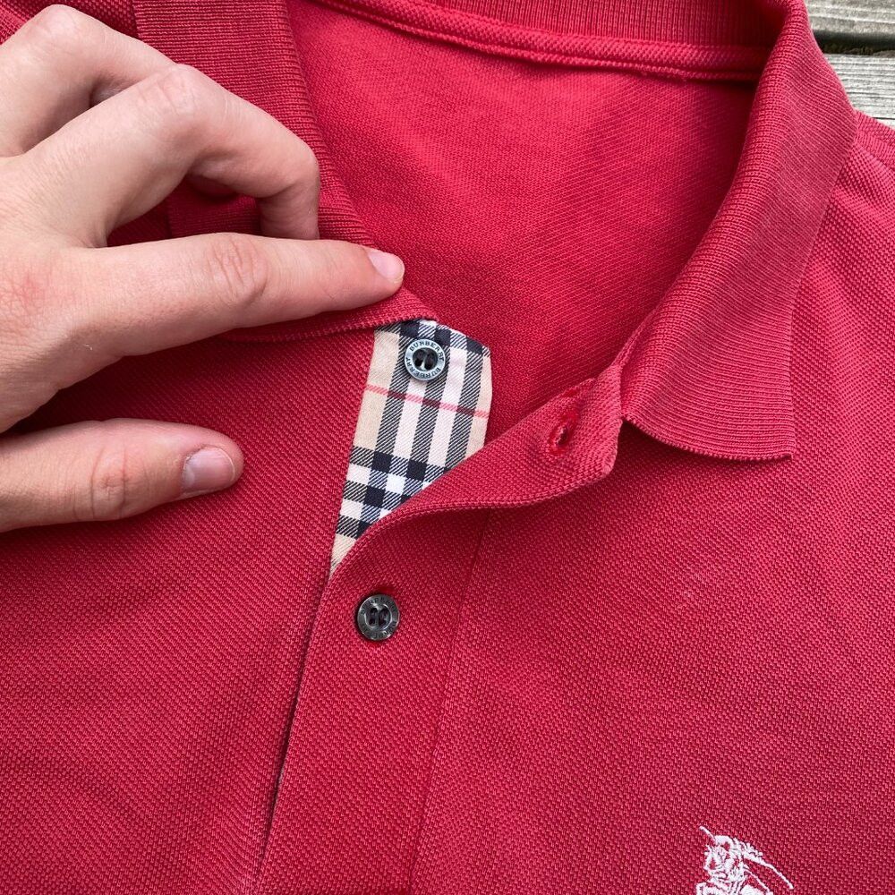 Burberry Vintage Burberry Brit Polo Button Up T Shirt XL Red Size US XL / EU 56 / 4 - 4 Thumbnail