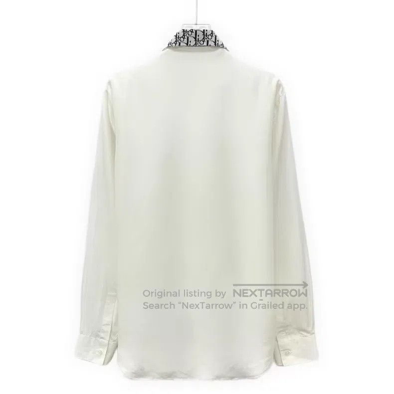 Dior Dior Size 37 White old flower stitching silk long-sleeved s Size US XXS / EU 40 - 2 Thumbnail