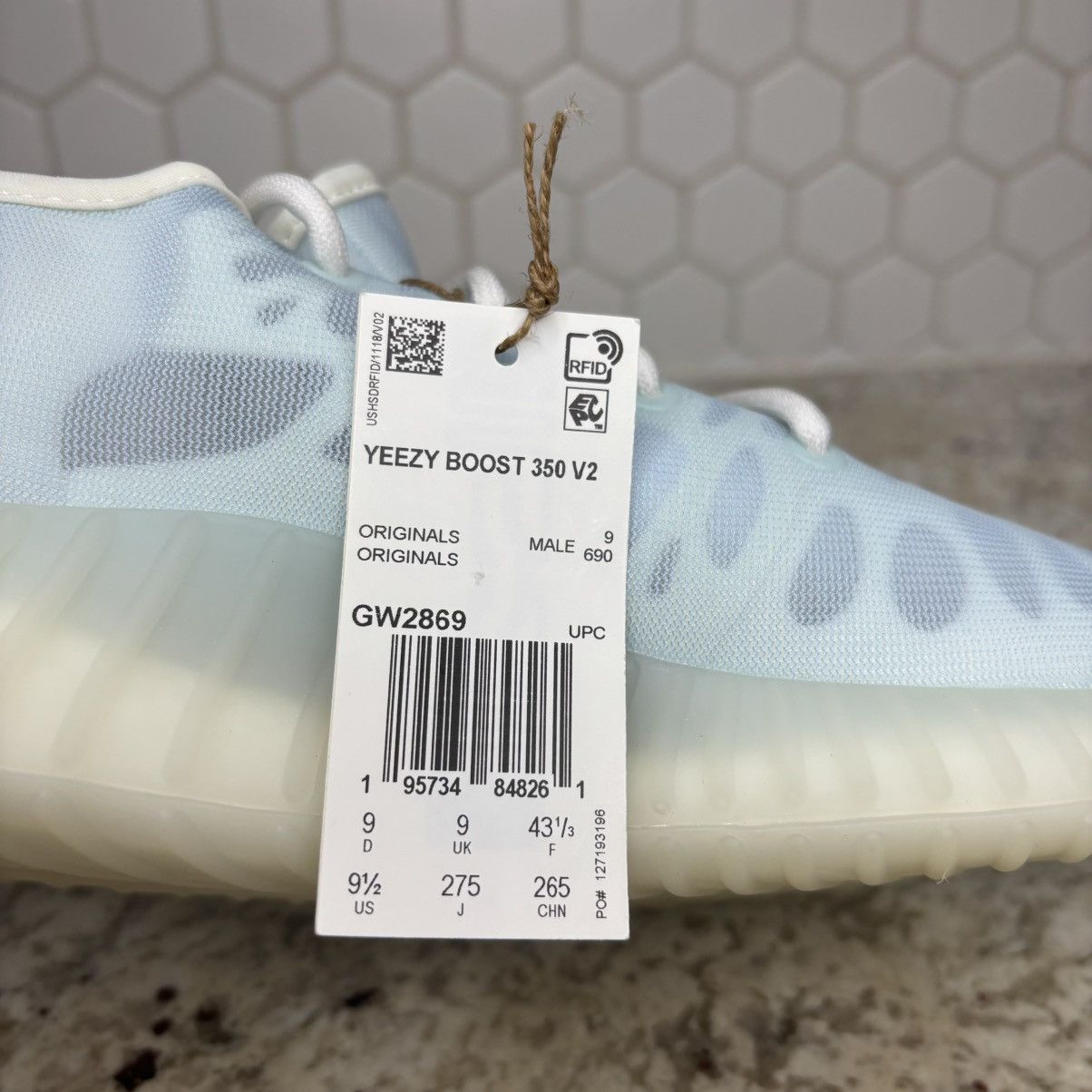 Adidas × Kanye West Size 9.5 Yeezy Boost 350 V2 Mono Ice Brand New With Box Size US 9.5 / EU 42-43 - 9 Thumbnail