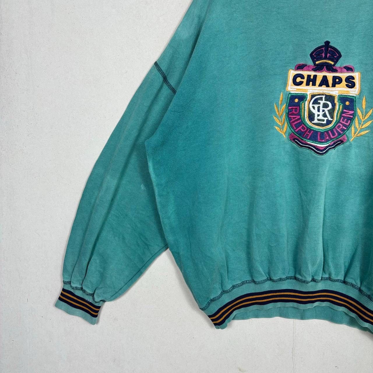 Chaps Ralph Lauren × Vintage Vintage 90s Chaps Ralph Lauren Sun Faded Green Sweatshirt Size US M / EU 48-50 / 2 - 4 Thumbnail
