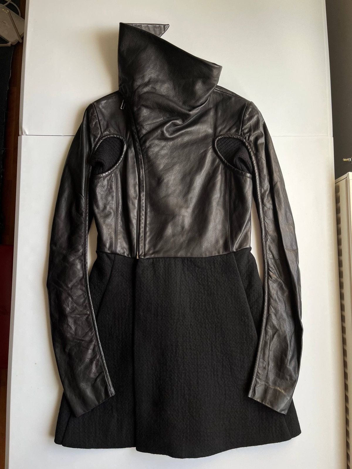 Rick Owens Rick Owens GLEAM black leather jacket with winged neck Size S / US 4 / IT 40 - 2 Thumbnail