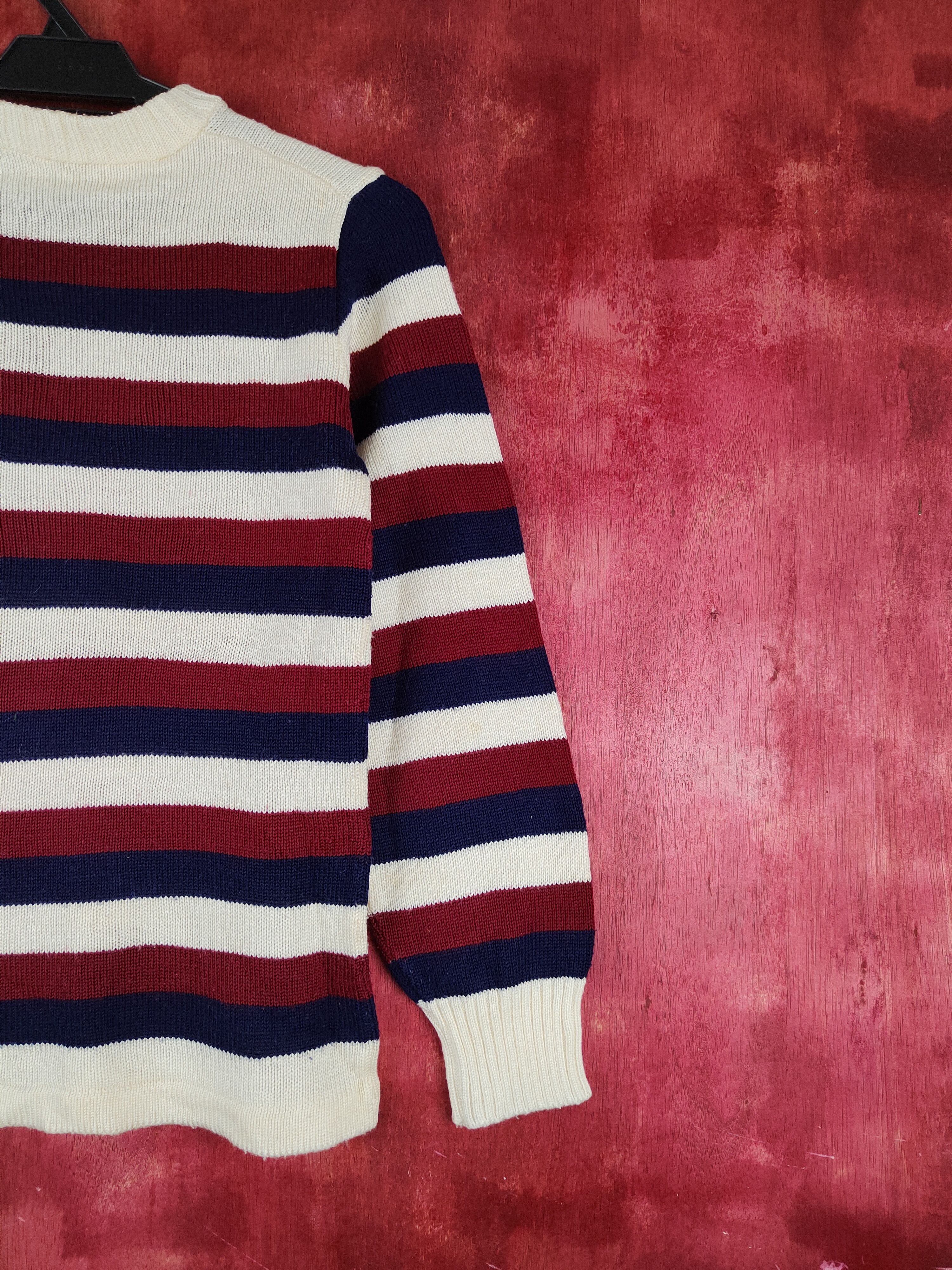 Japanese Brand Japanese Brand Cream Red Stripe Knitwear Sweatshirt #S1505 Size S / US 4 / IT 40 - 10 Thumbnail