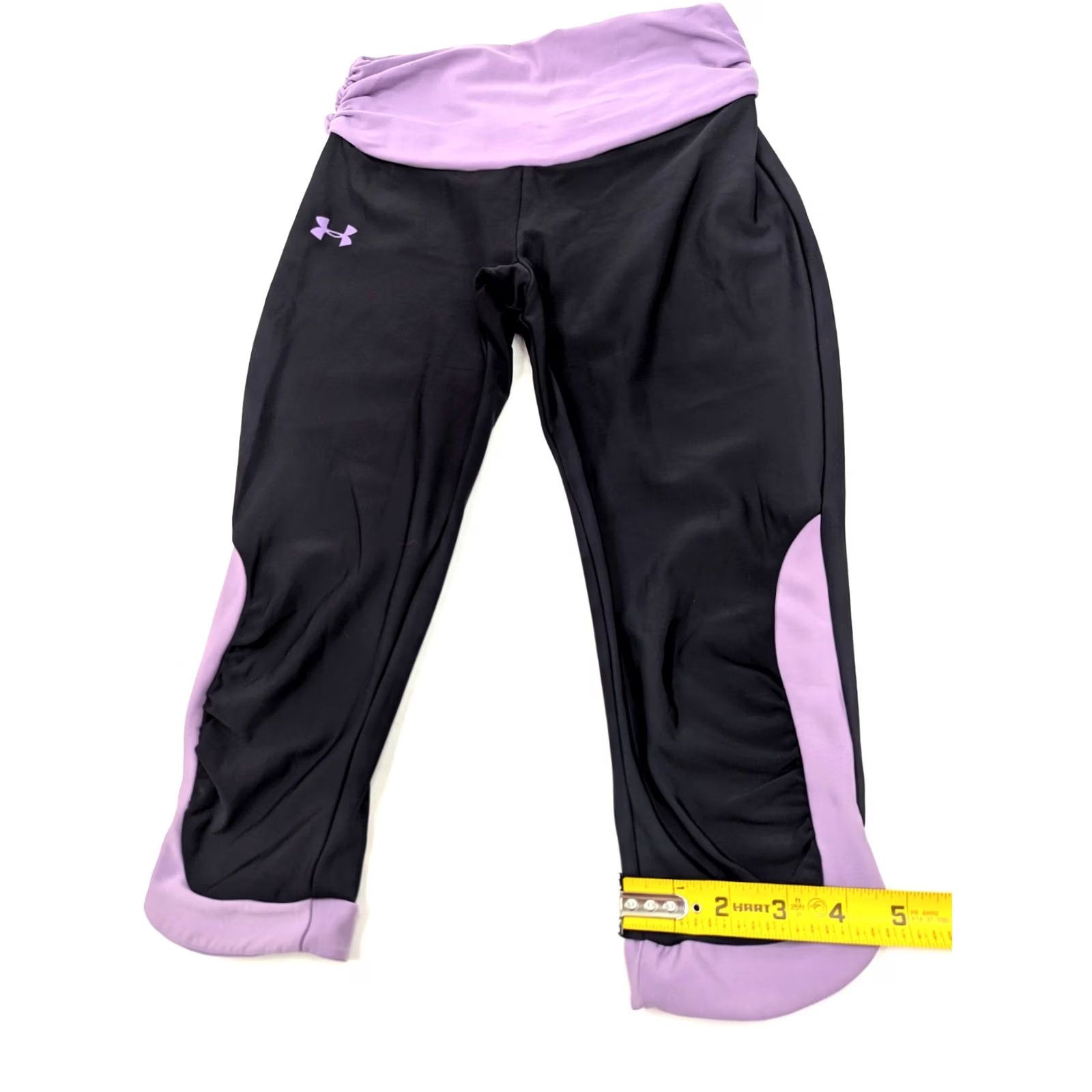 Under Armour Under Armour HeatGear Leggings Women S Petite Black Compression Woven Bow Waist Size 28" / US 6 / IT 42 - 3 Thumbnail