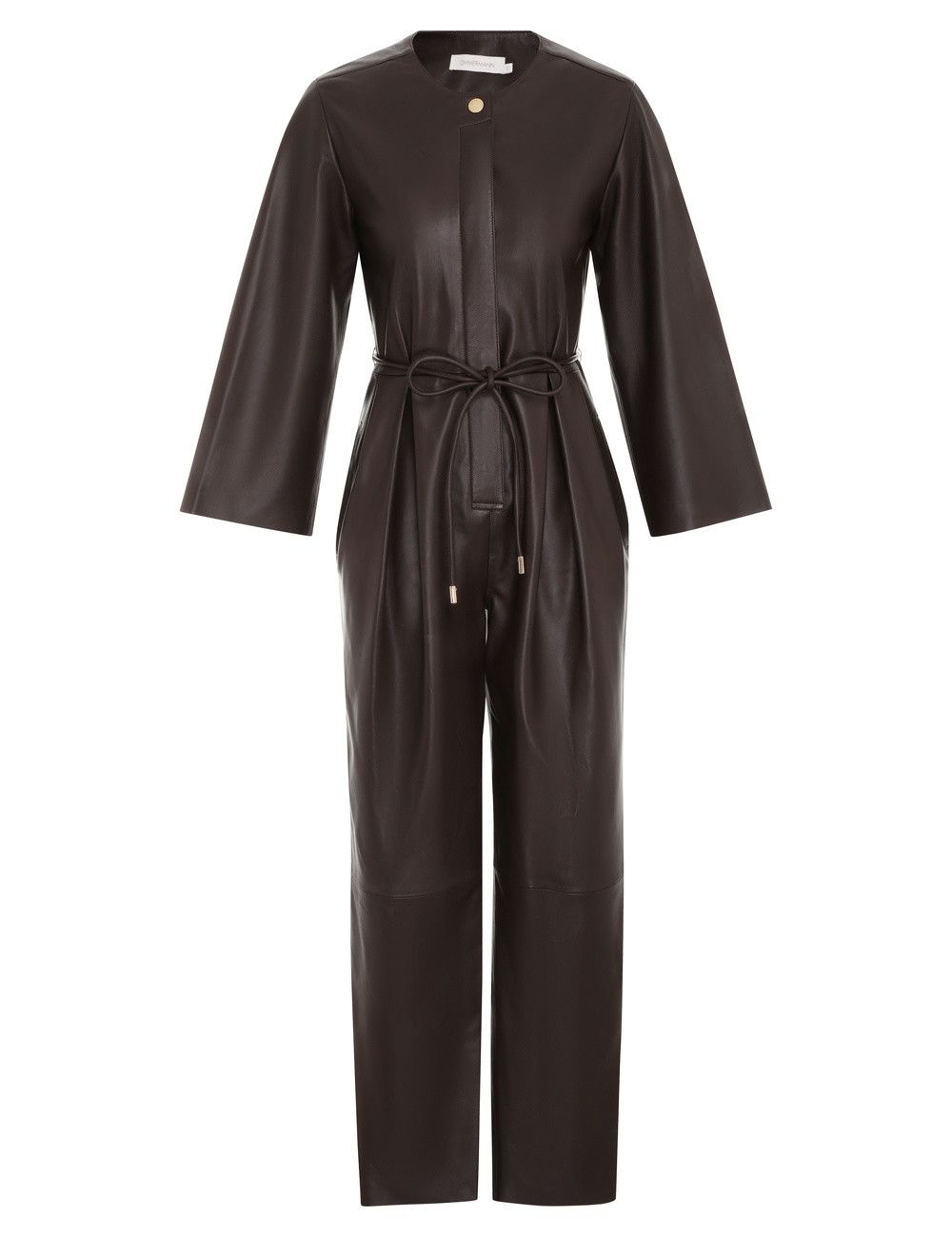 Zimmermann oc11z0225 Luminosity Leather Jumpsuit in Dark Brown Size 27" / US 4 / IT 40 - 1 Thumbnail