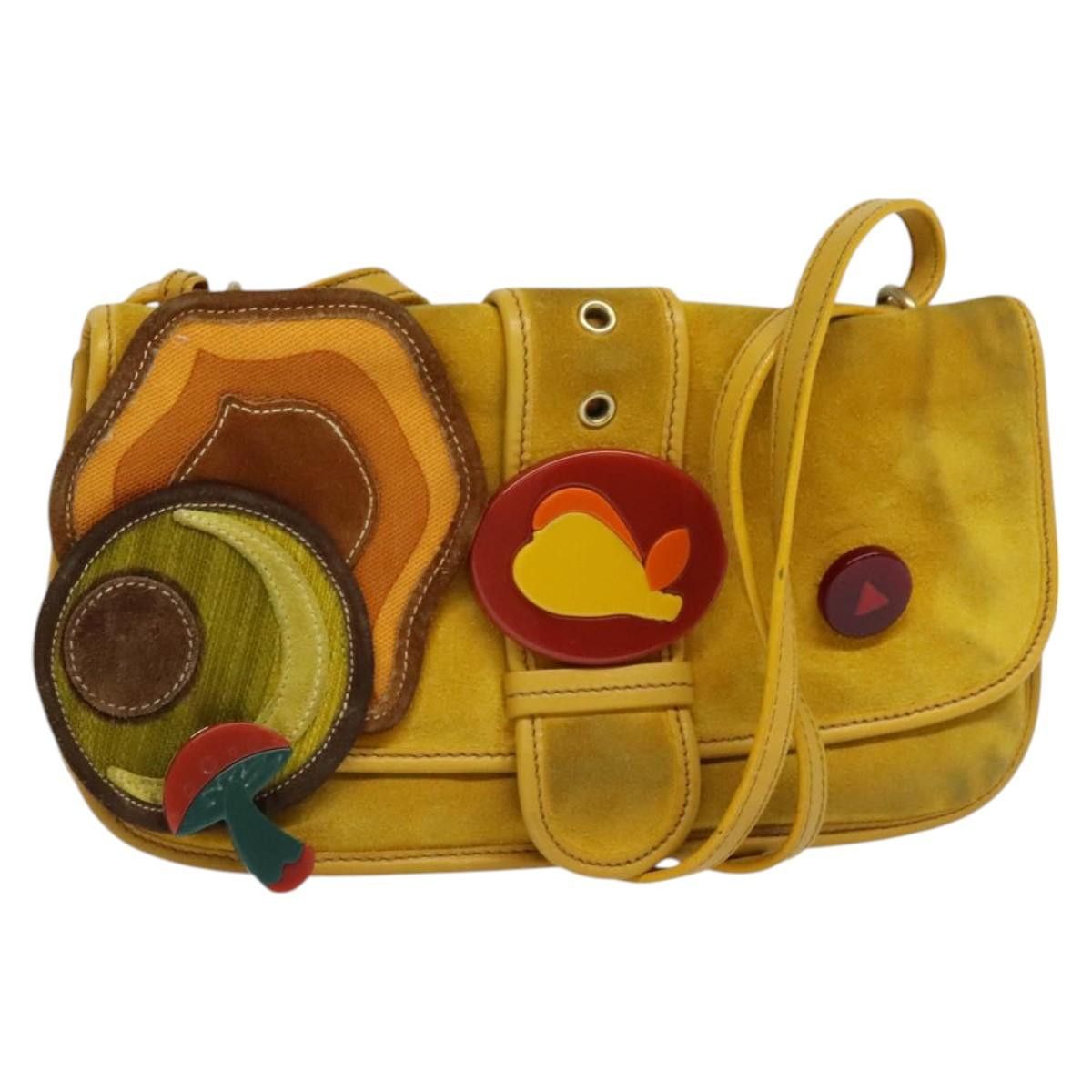 Miu Miu Miu Miu Shoulder Bag Suede Leather Yellow Auth Miu Miu Miu Miu Shoulder Bag Suede Leather Yellow Auth