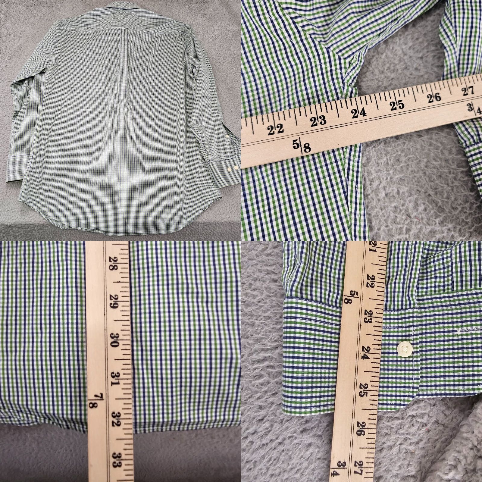Peter Millar Peter Millar Shirt Mens Large Green Blue Micro Check Woven Button Down Cotton Size US L / EU 52-54 / 3 - 8 Thumbnail