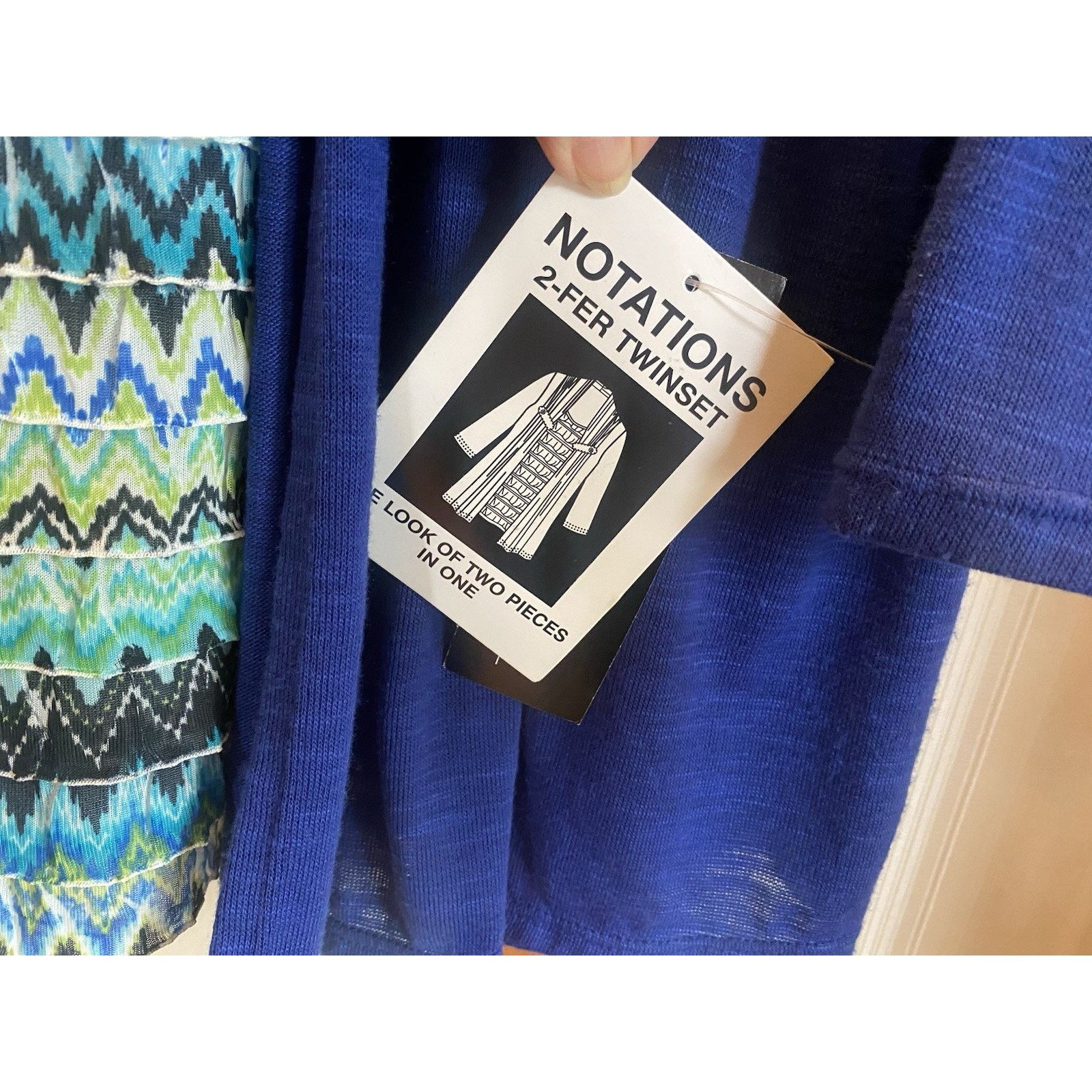 Other NWT Notations Layered Sweater Women’s Medium Blue Multi $48 Size M / US 6-8 / IT 42-44 - 5 Thumbnail