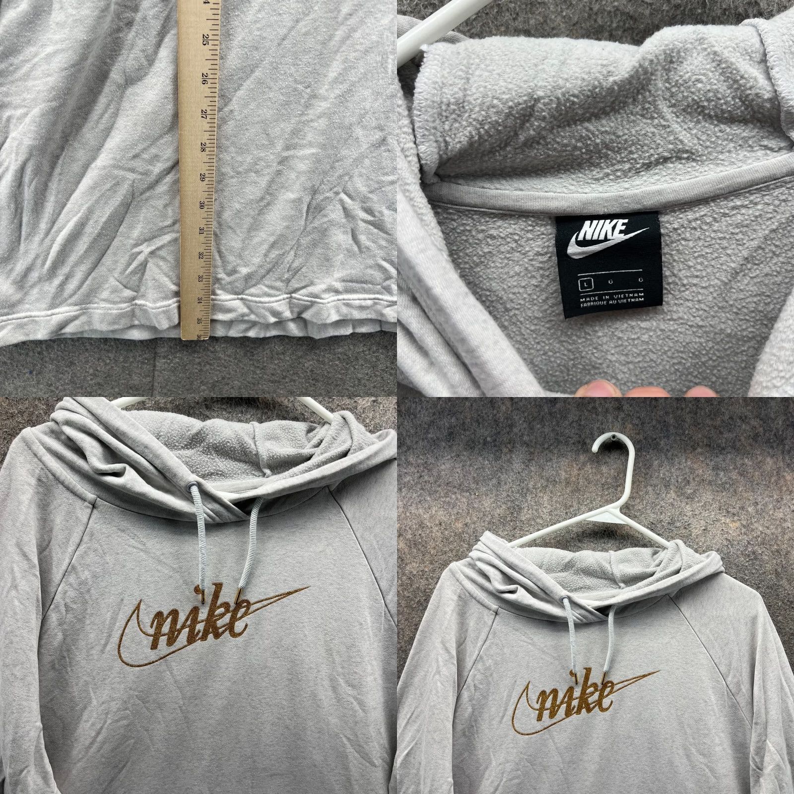 Nike VINTAGE Nike Sweater Dress Shirt Dress Womens Large Gray Fleece Oversized Swoosh Spell Out Tunic Size L / US 10 / IT 46 - 8 Thumbnail
