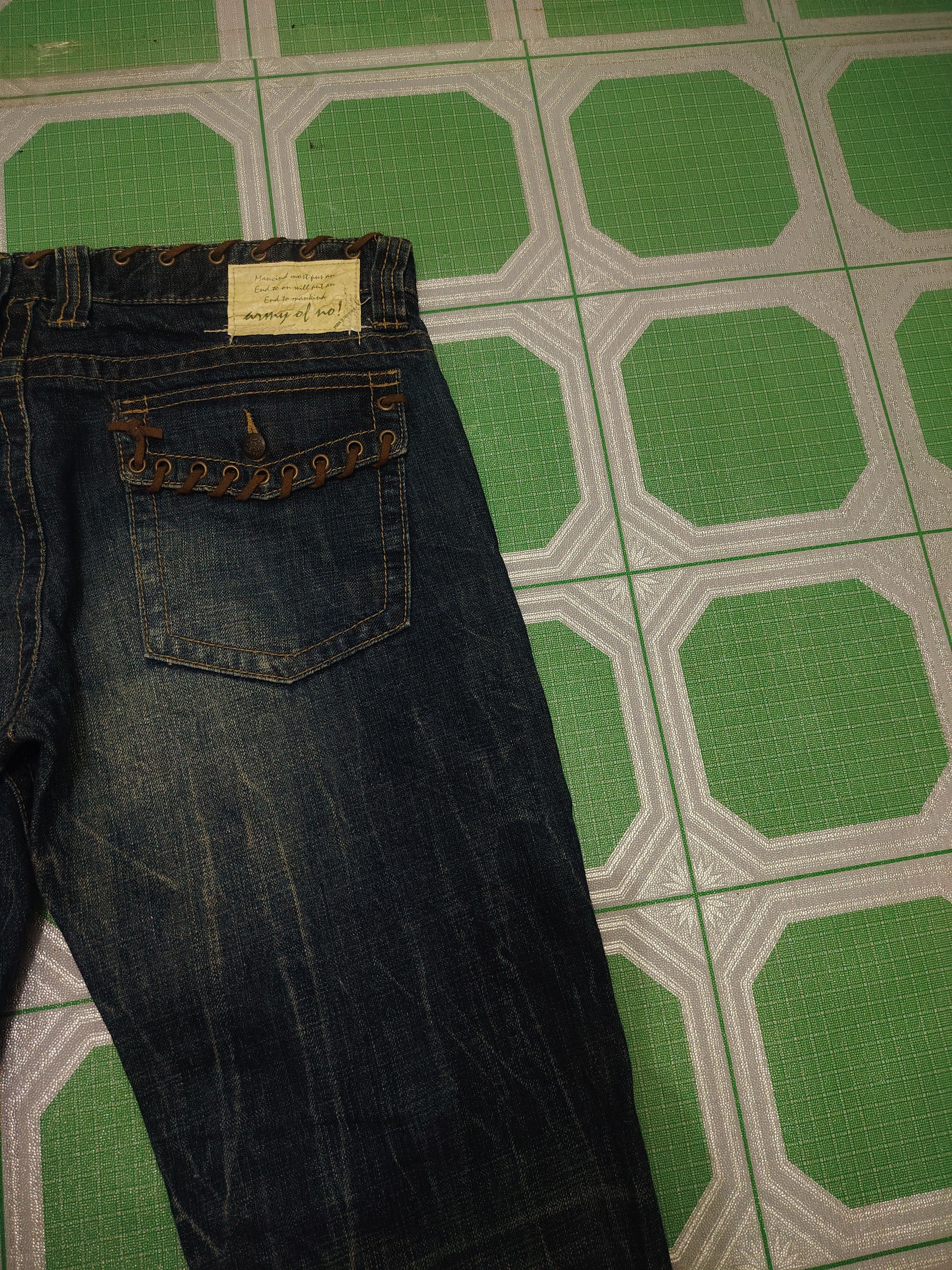 Who Decides War Japanese Army of no! Lace Waist & pocket Flared Jeans Size US 33 - 17 Thumbnail