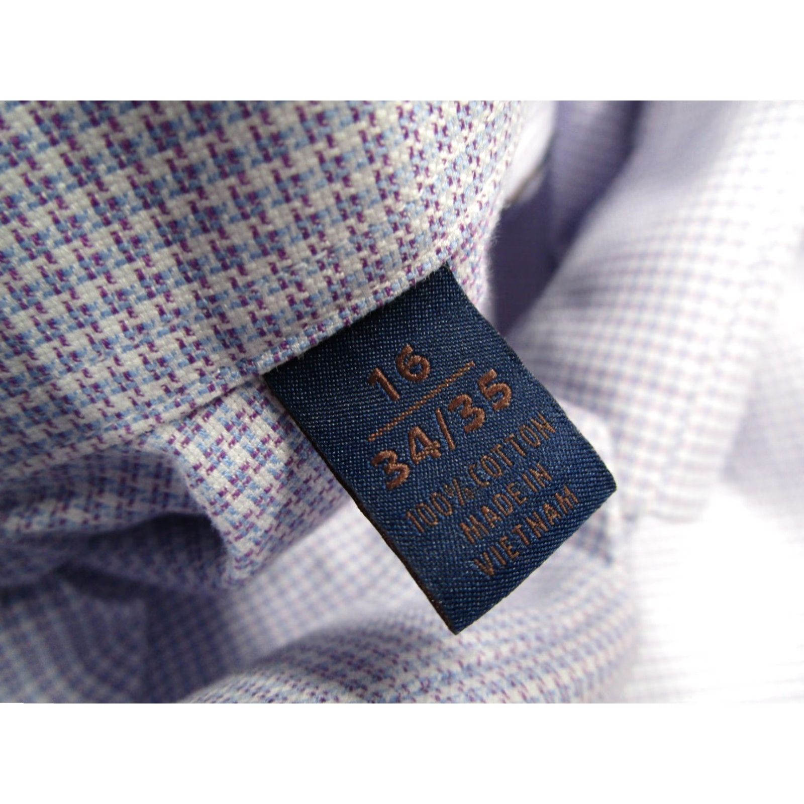 David Donahue David Donahue Dress Shirt Men Slim Purple Button Up 100% Cotton Dobby Trim Fit Long Sleeve Workwear Shirt Size 34R - 4 Thumbnail