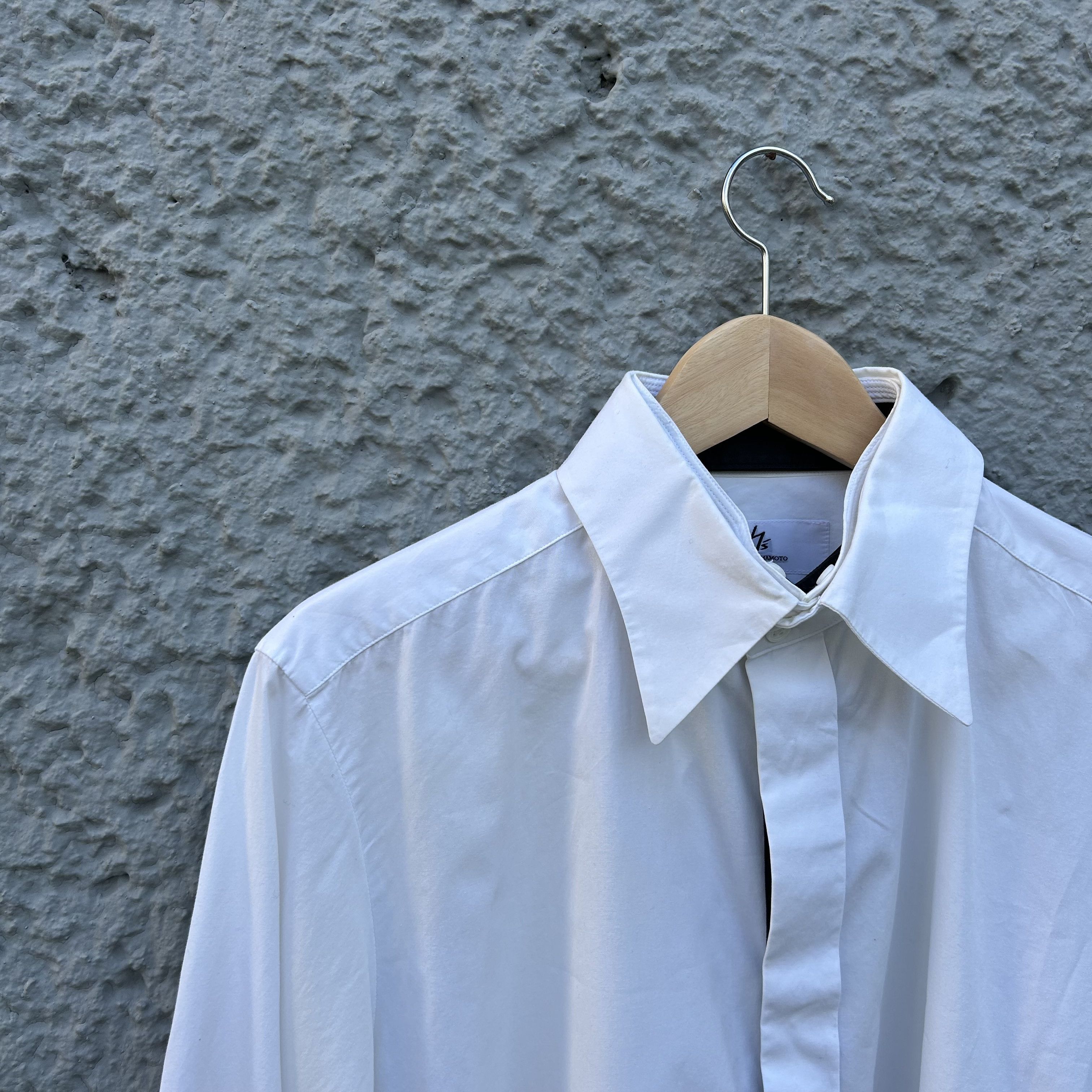 Yohji Yamamoto Yohji Yamamoto Y's White Button-Up Shirt with Layered Collar Size US L / EU 52-54 / 3 - 3 Thumbnail