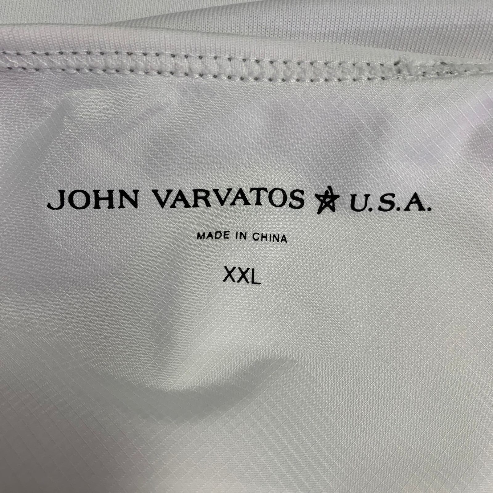 John Varvatos JOHN VARVATOS White Contrast Stitch Cotton Blend T-shirt Size US XXL / EU 58 / 5 - 8 Thumbnail