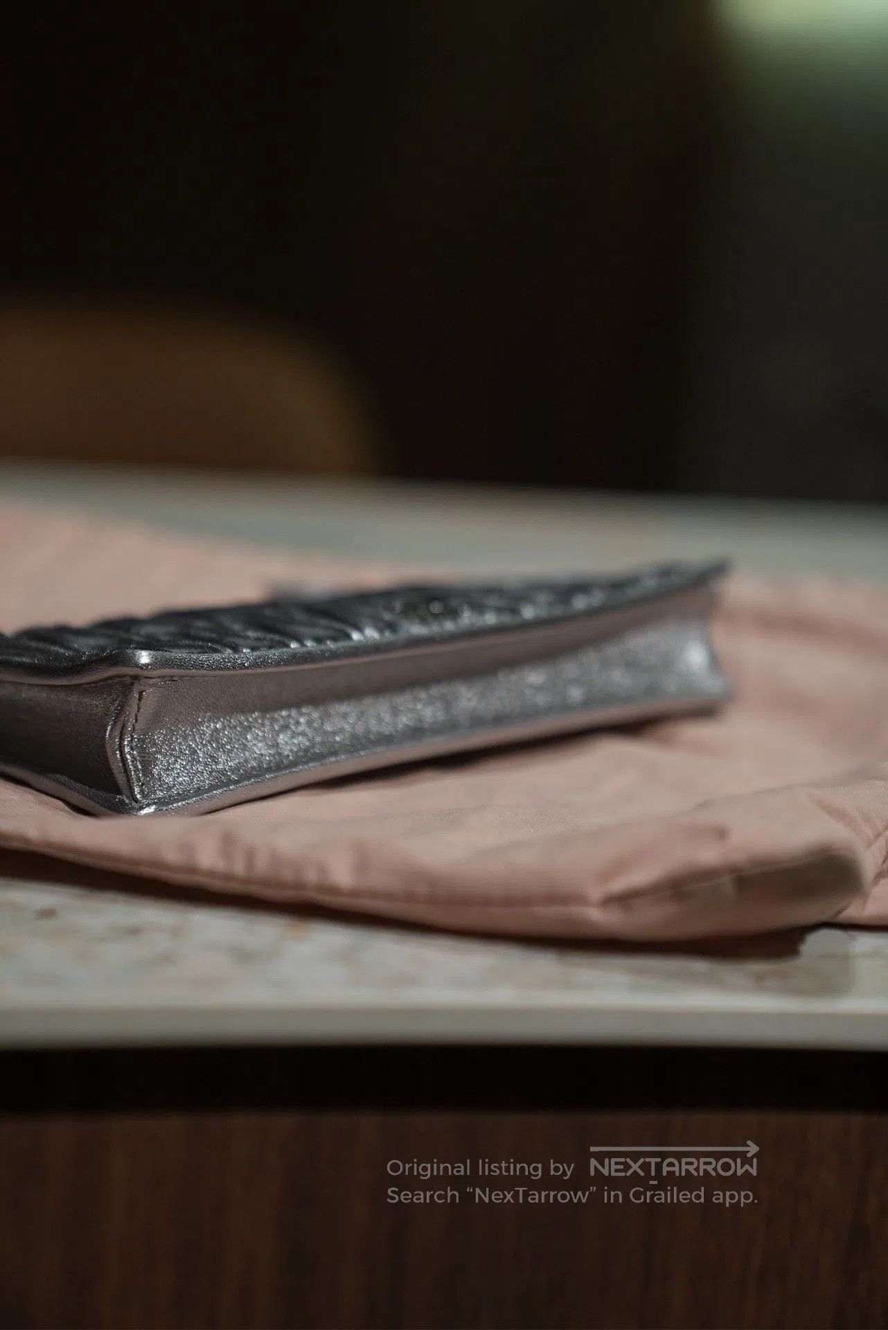 Miu Miu Miu Miu Pleated Leather Silver Clutch. Size ONE SIZE - 7 Thumbnail