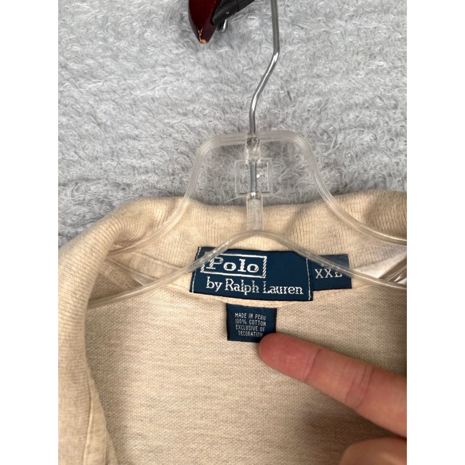 Ralph Lauren VINTAGE Ralph Lauren Polo Shirt Men 2XL Beige Short Sleeve 100% Cotton, Slim Fit, Logo, Button, Collared, Knit, Regular Size, 80s Golf Theme, Mens Size US XXL / EU 58 / 5 - 7 Thumbnail