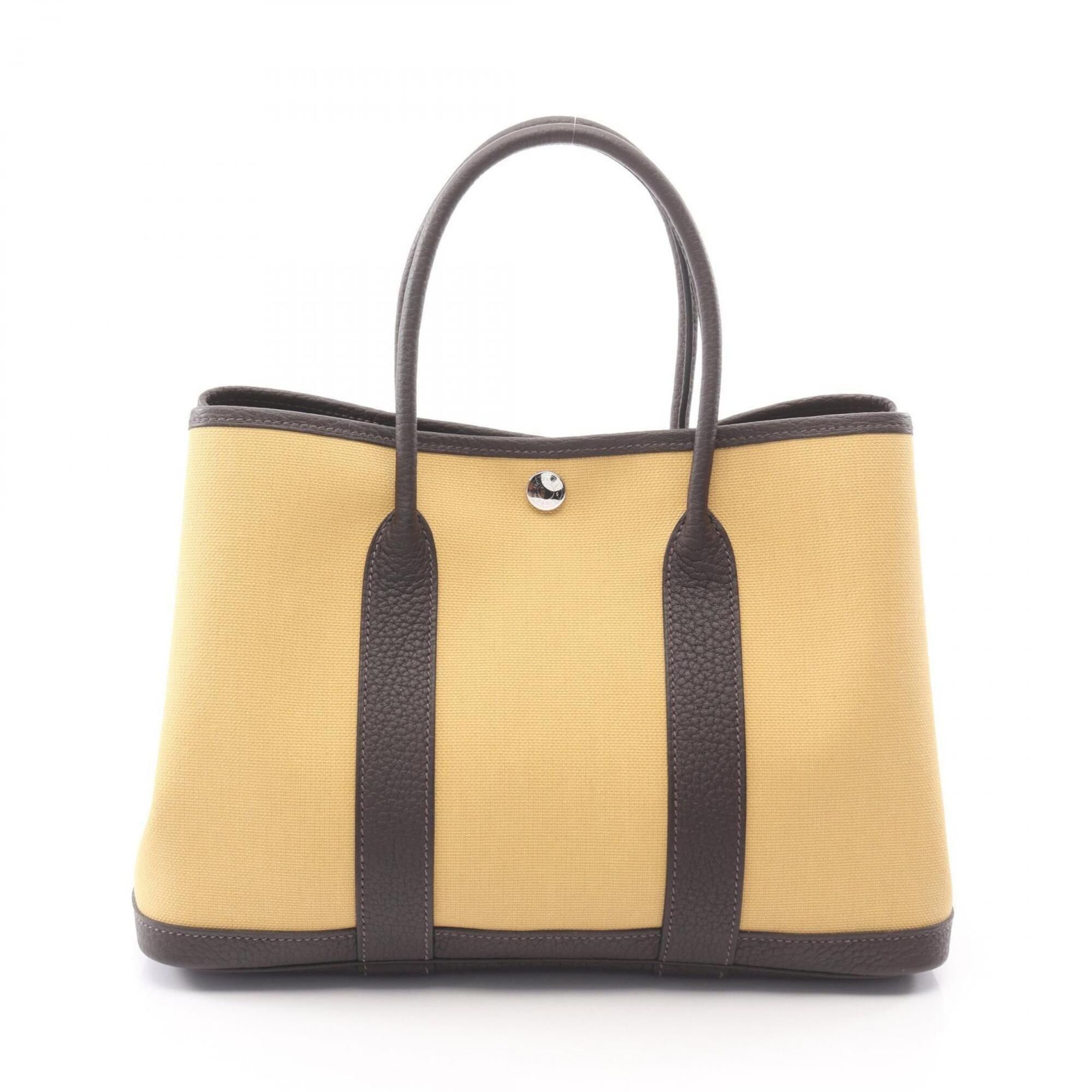 Hermes Hermes Garden Party TPM Tote Bag Handbag Canvas Leather Toile Military Negonda Women's Yellow/Brown 069573CK Size ONE SIZE - 1 Thumbnail