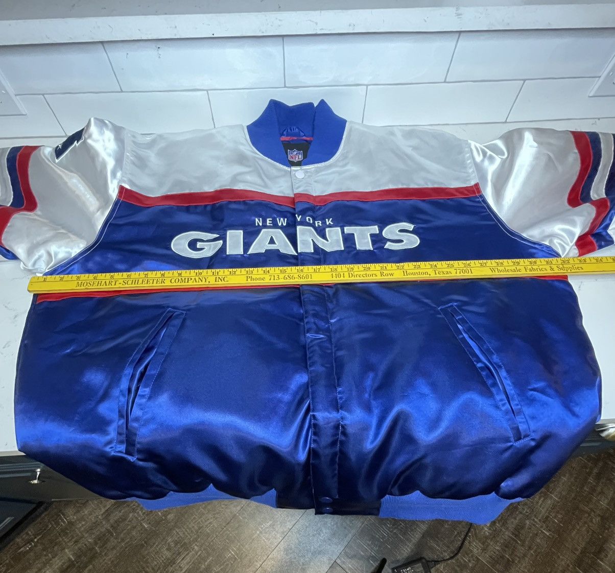 NFL NY Giants Bomber Polyester Jacket w Large Logo Sz 4XL Size US XXL / EU 58 / 5 - 5 Thumbnail
