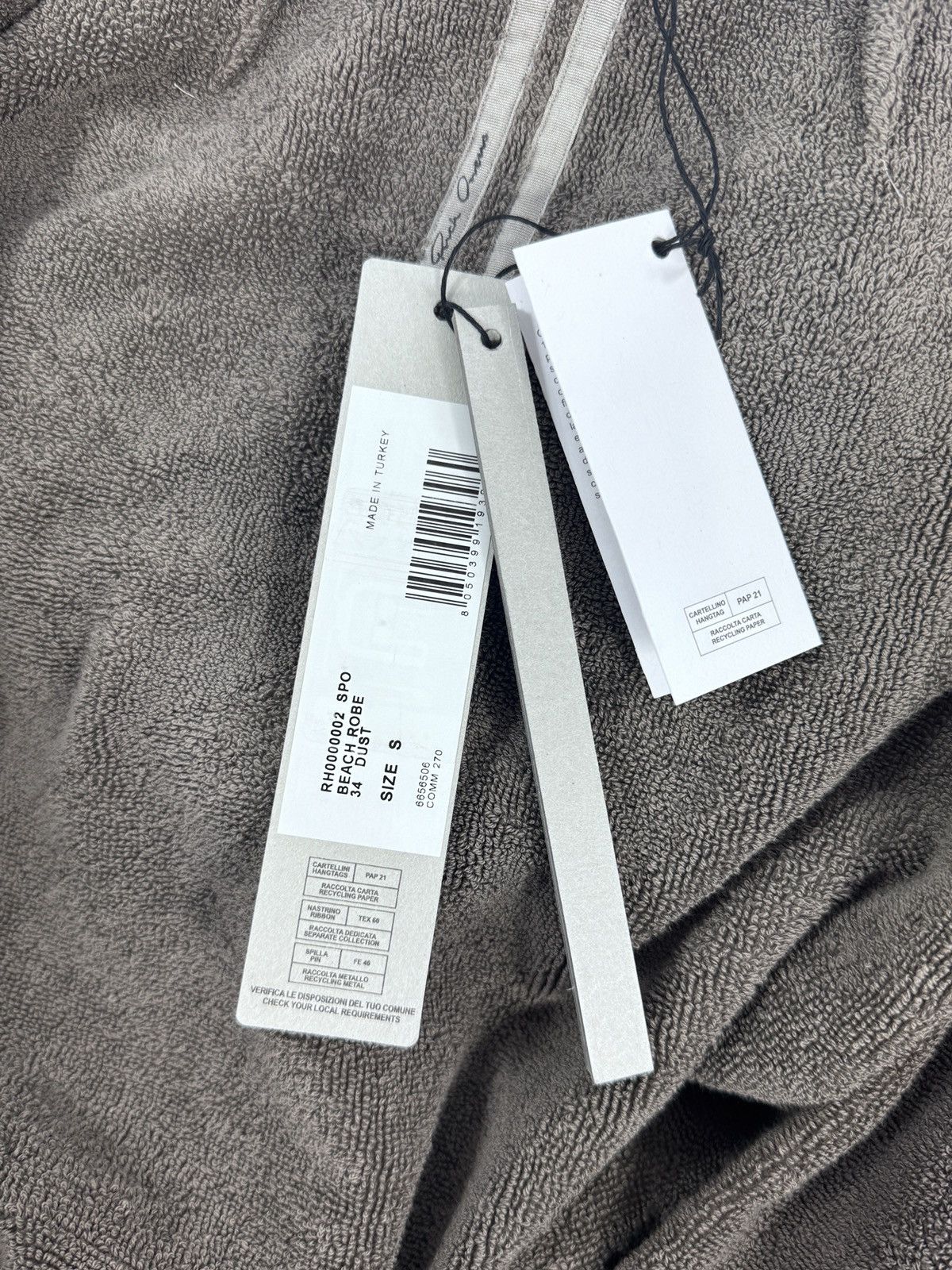 Rick Owens DUST LOGO JACQUARD COTTON HOODED BEACH ROBE Size ONE SIZE - 6 Thumbnail