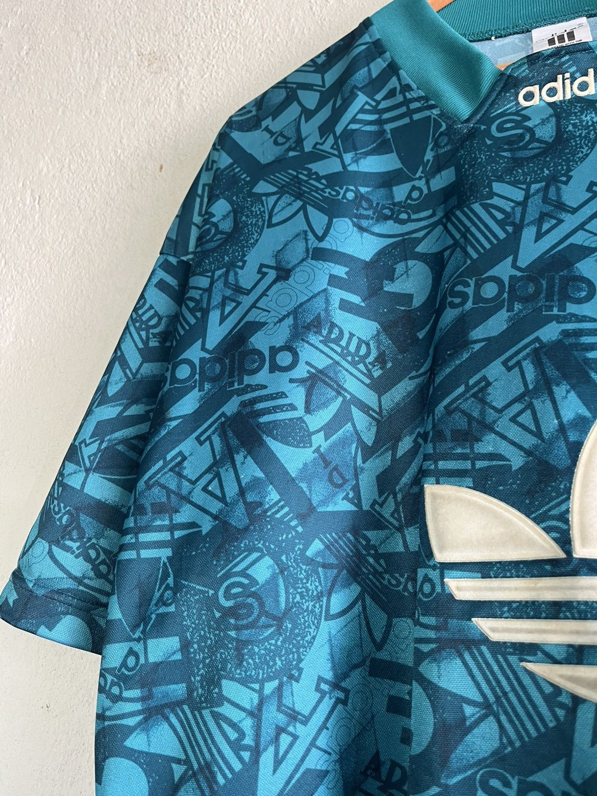 Vintage Rare 🚀 Vintage Adidas Big Logo AOP Jersey Size US L / EU 52-54 / 3 - 3 Thumbnail