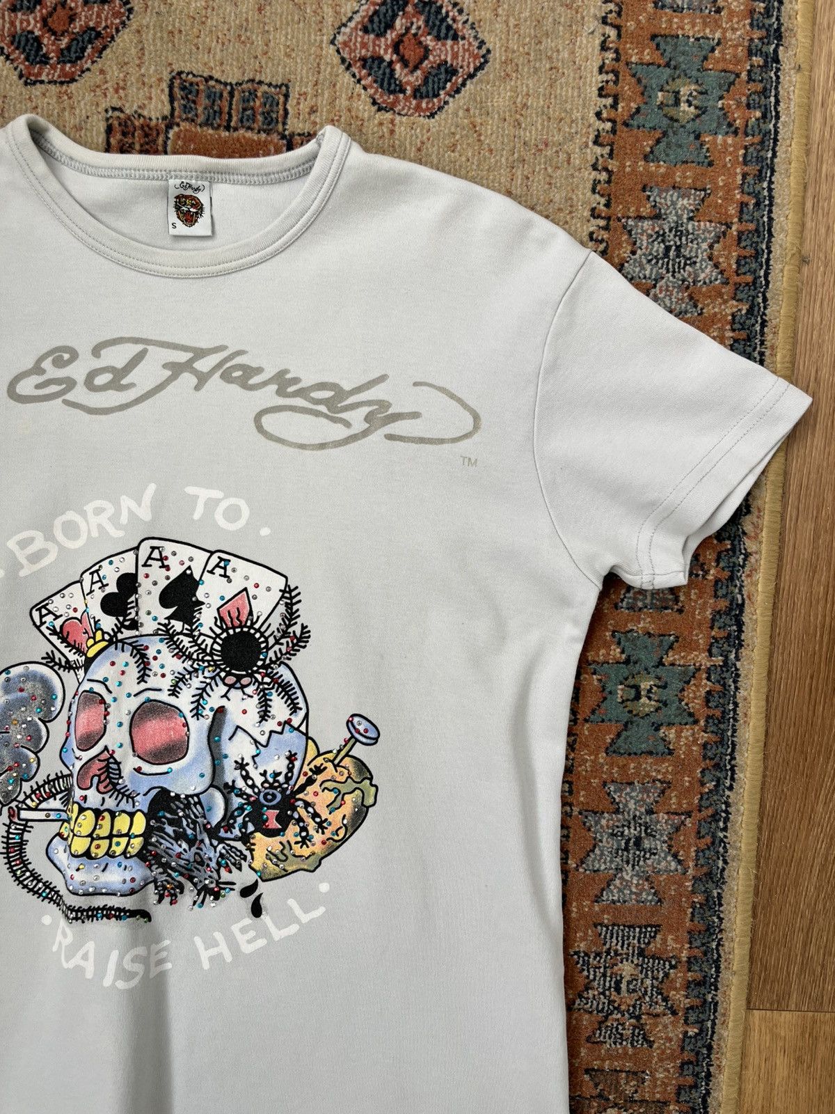 Ed Hardy × Vintage Ed Hardy T-Shirt White Women's Printed Size S Size S / US 4 / IT 40 - 3 Thumbnail