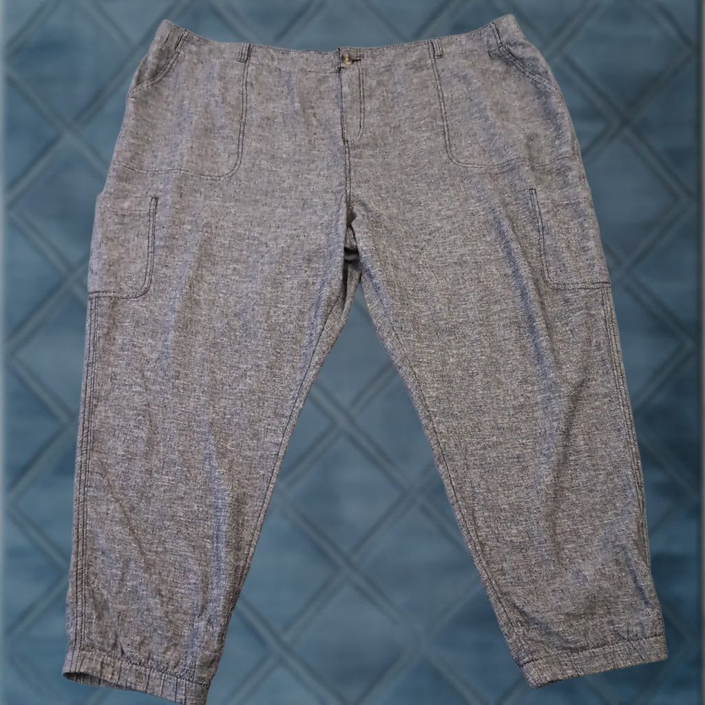 Vintage Sonoma Pants Womens Plus 30W Black Linen Blend Cargo Pockets New Jogger Tapered Inseam 28in High Rise Elastic Waist Pockets Womens Size 30" / US 8 / IT 44 - 1 Thumbnail