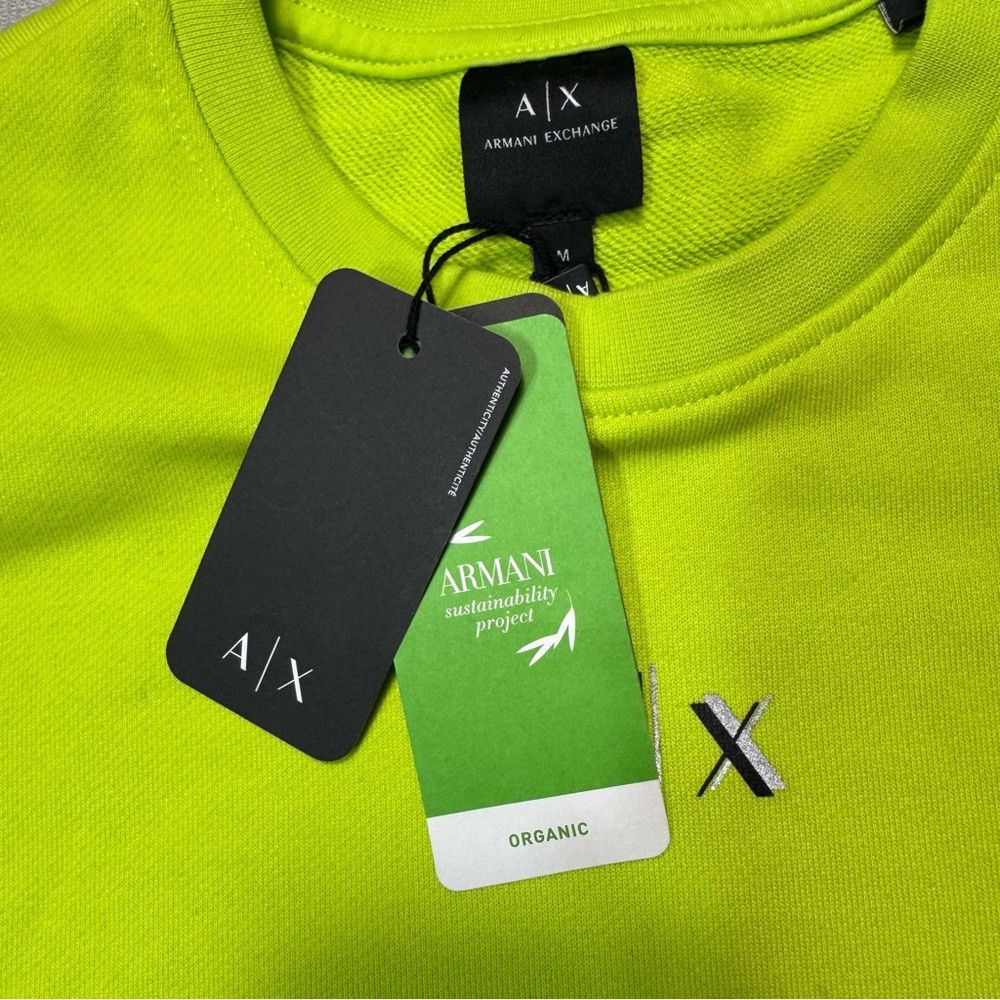 Armani Exchange NWT New ARMANI EXCHANGE Logo Stripes Neon Yellow Sweatshirt Size US M / EU 48-50 / 2 - 6 Thumbnail