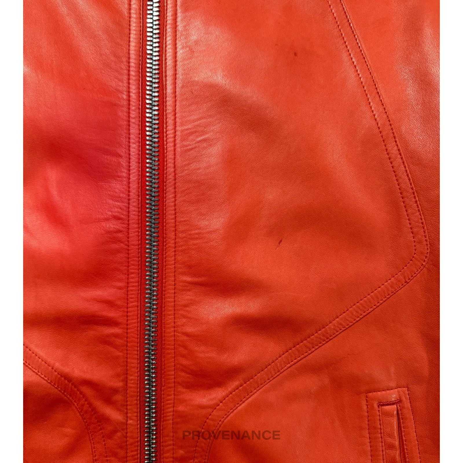 Rick Owens 🔴 Rick Owens Walrus Intarsia Leather Jacket - 50 Red Size US M / EU 48-50 / 2 - 12 Thumbnail