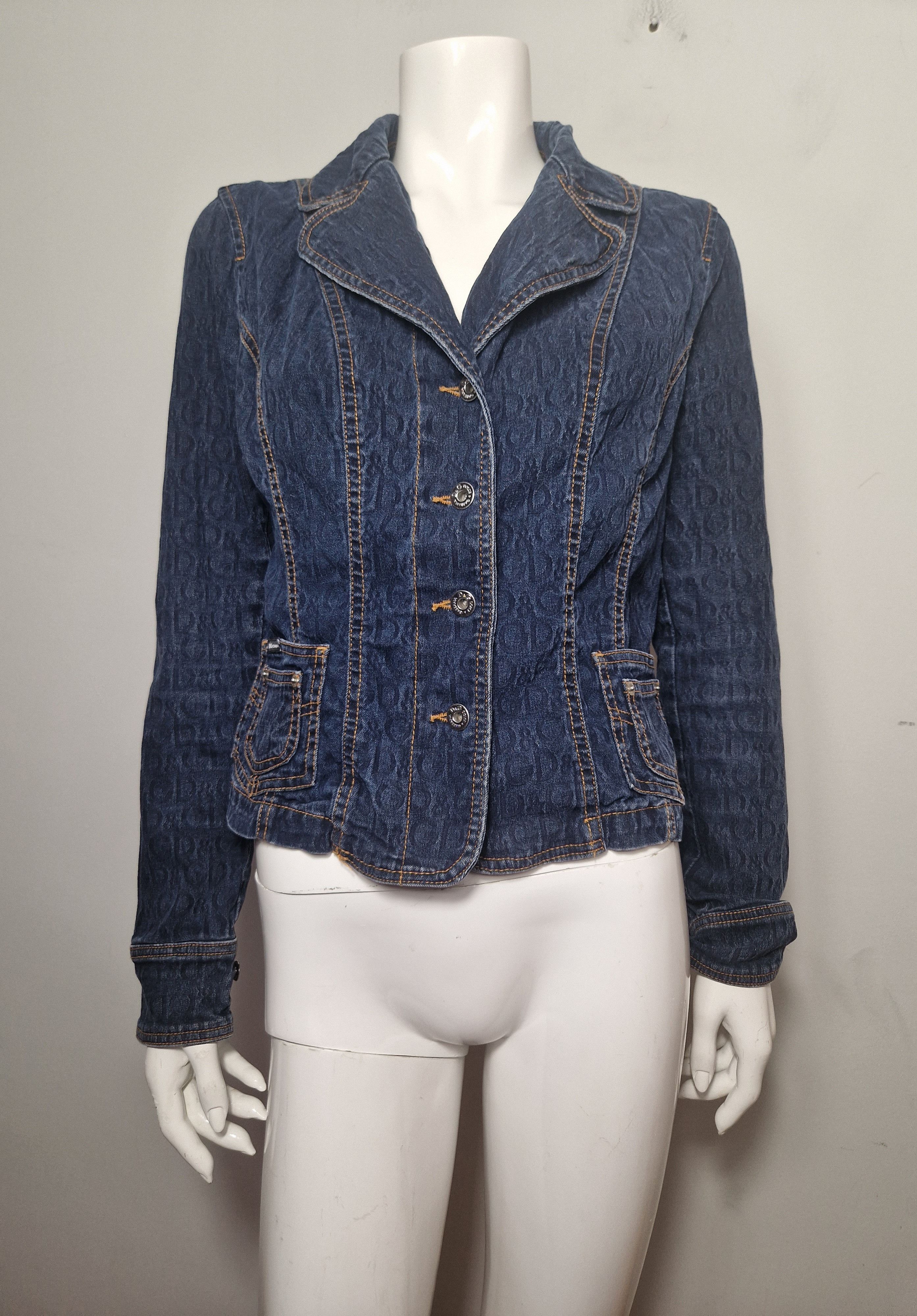 Dolce & Gabbana Dolce & Gabbana vintage monogram denim blazer jacket Size L / US 10 / IT 46 - 1 Thumbnail