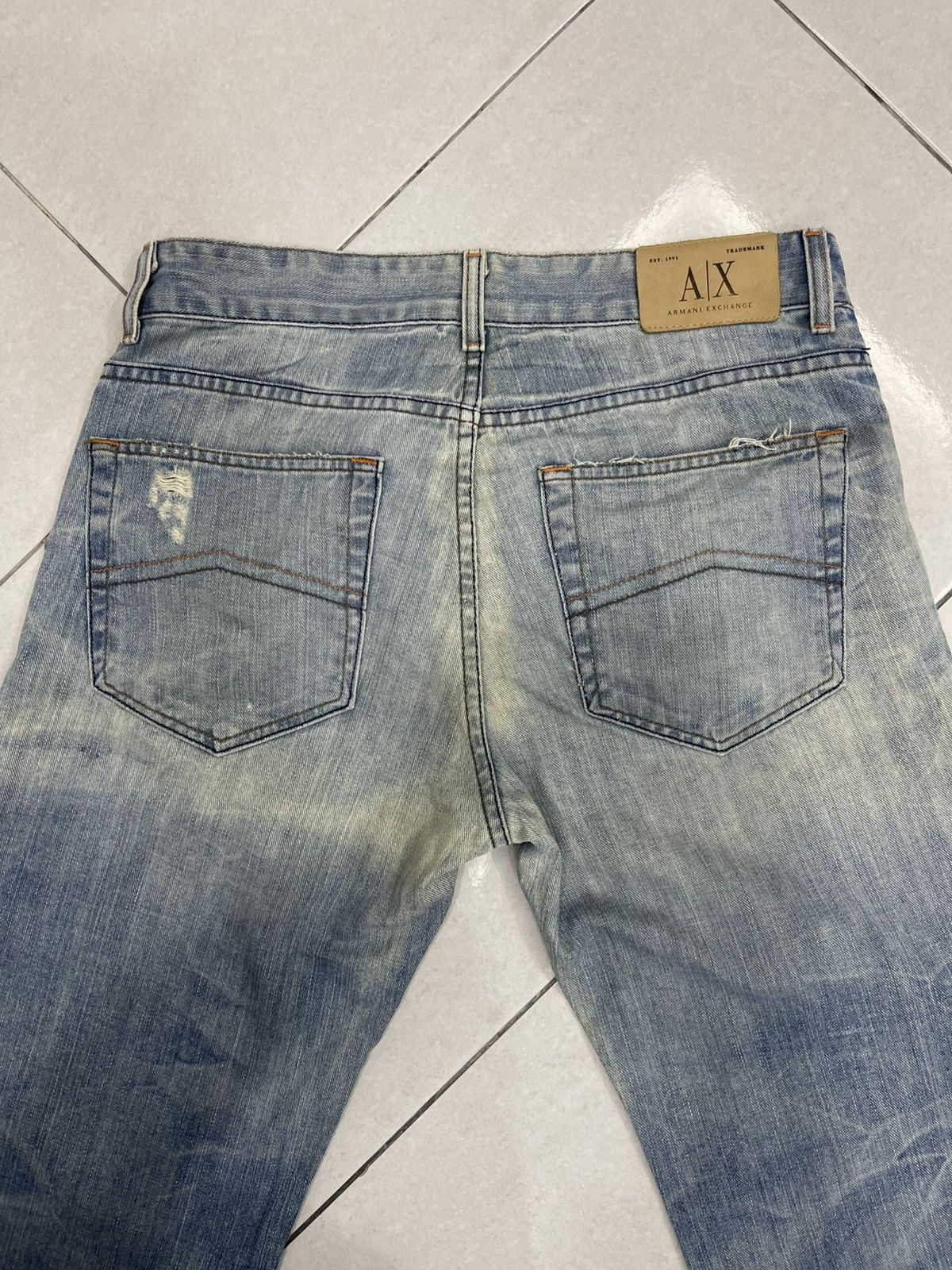 Armani Exchange Vintage Armani Exchange Flared Distressed Denim Made in USA Size US 32 / EU 48 - 14 Thumbnail