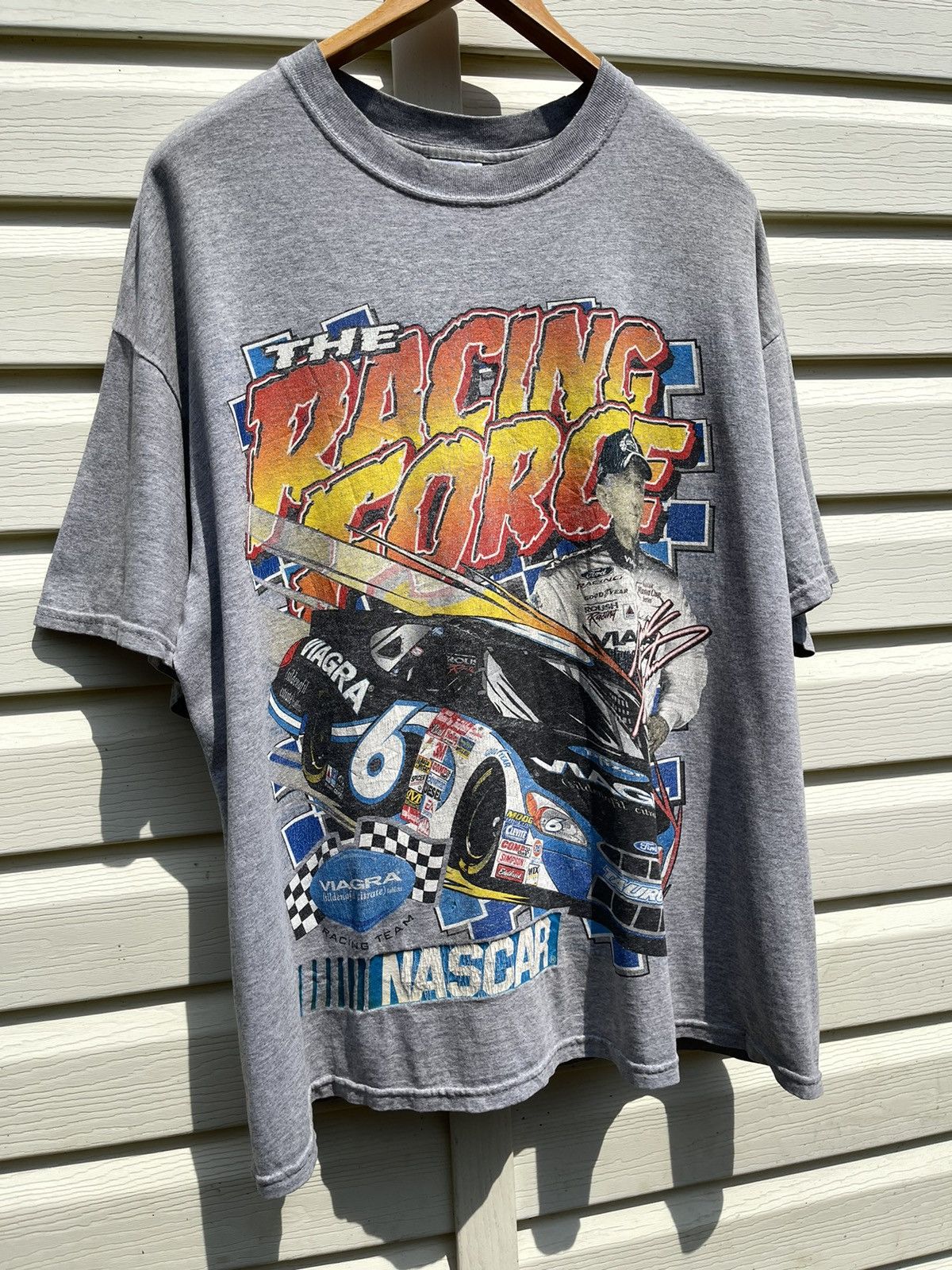 NASCAR 90s Viagra NASCAR Ford Racing Mark Martin Vintage Tee Shirt Size US XL / EU 56 / 4 - 4 Thumbnail