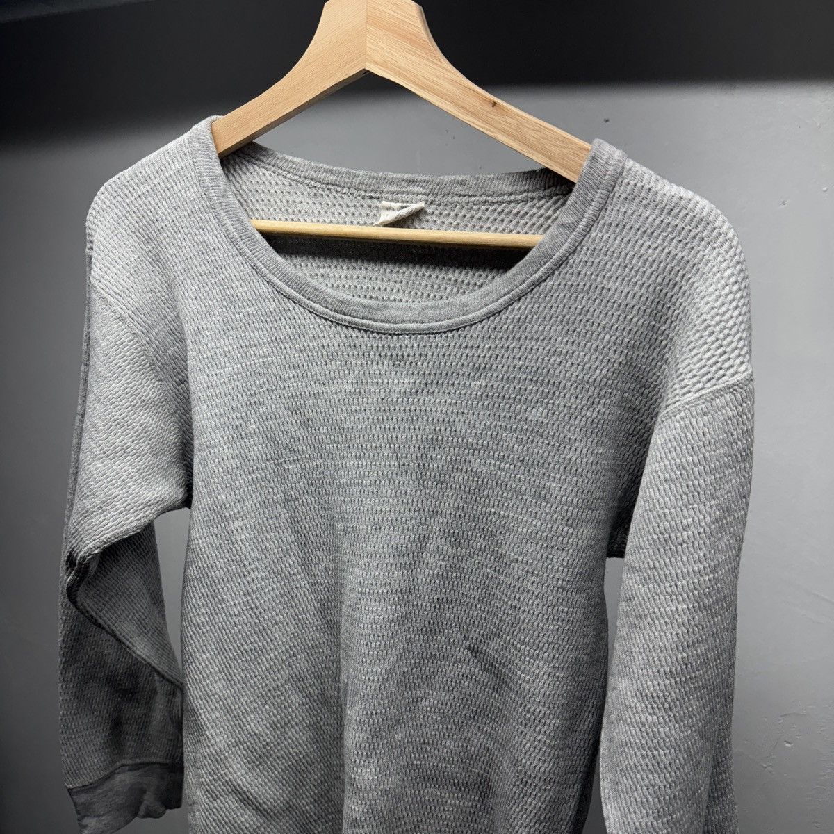 Vintage 70s Grey Thermal Cotton Longsleeve Shirt ERD Grunge Chrome Size US L / EU 52-54 / 3 - 3 Thumbnail