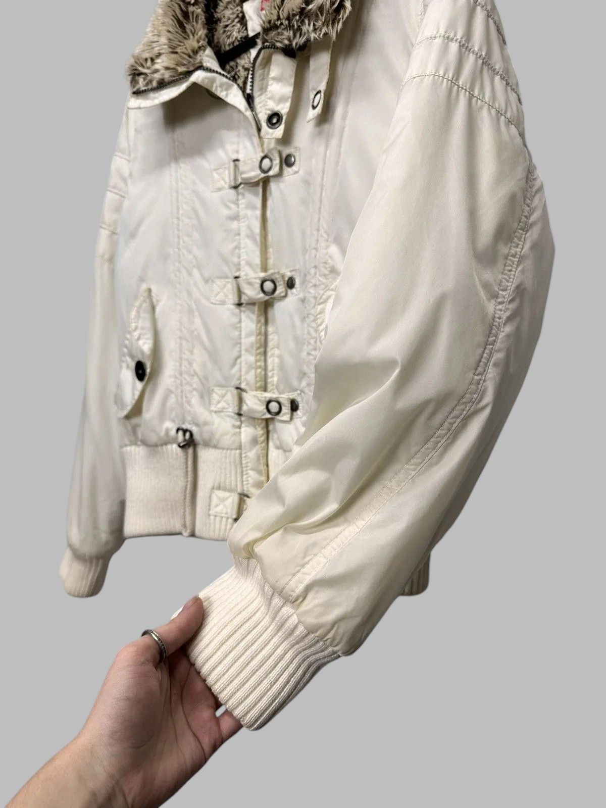 Hysteric Glamour Vintage White Jacket Fur Hood Y2K Utility Cropped Style Size M / US 6-8 / IT 42-44 - 5 Thumbnail