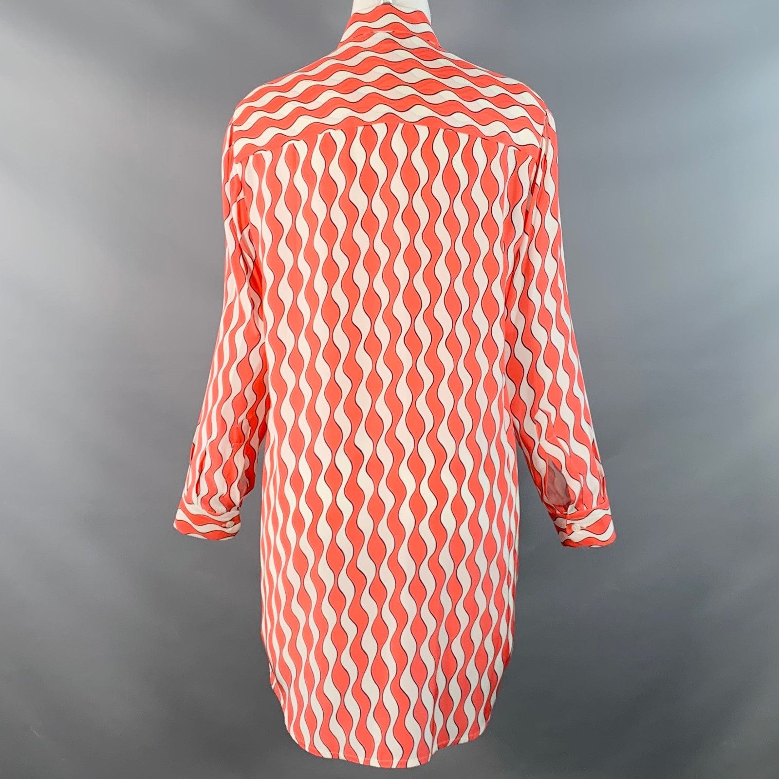 Other RAPHAELLA RIBOUD M Red White Silk Wavy Spread Collar Shirt Size M / US 6-8 / IT 42-44 - 3 Thumbnail