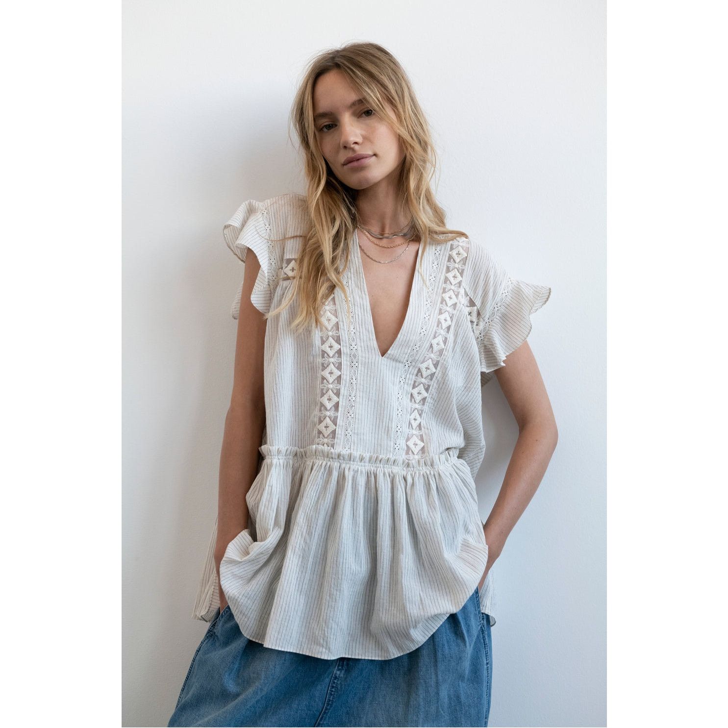 Free People New FREE PEOPLE Baby Blues Tunic $128 SMALL Semi-Sheer Size S / US 4 / IT 40 - 4 Thumbnail
