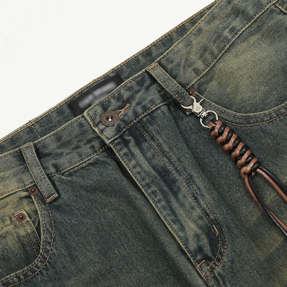 Jean Men's punk distressed loose wide-leg washed jeans Size US 32 / EU 48 - 3 Thumbnail