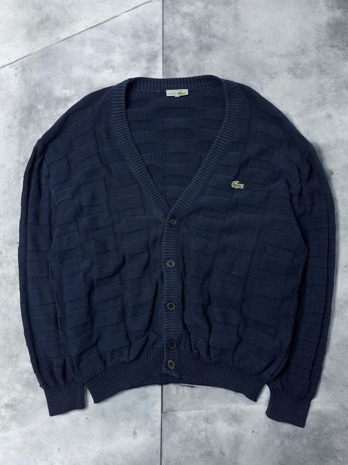 Lacoste Vintage geometrical Lacoste cardigan knit sweater old money Size US L / EU 52-54 / 3 - 1 Thumbnail