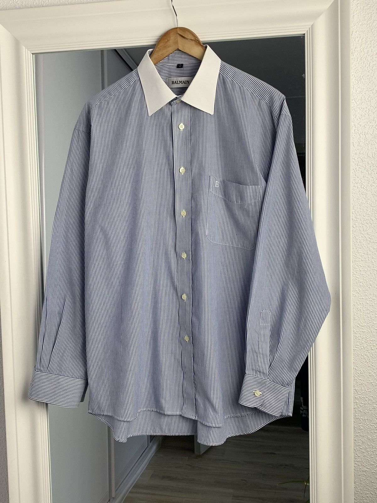 Balmain Balmain Stripped Shirt Vintage Balmain Shirt Button Ups 42/4 Size US XL / EU 56 / 4 - 2 Thumbnail