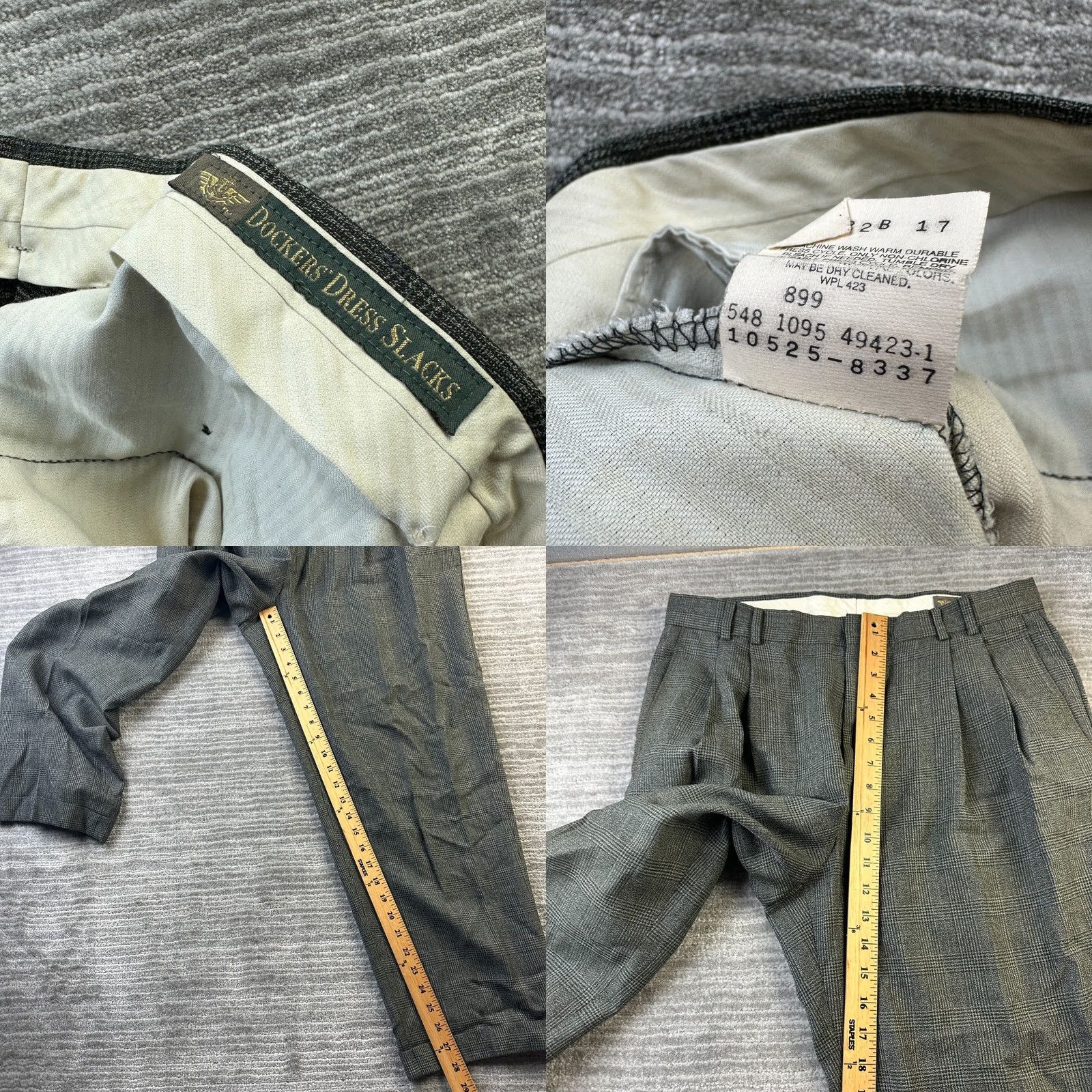 Dockers VINTAGE Dockers Pants Mens 34x28 Trousers Double Pleated USA 1995 Glen Plaid Size US 34 / EU 50 - 8 Thumbnail