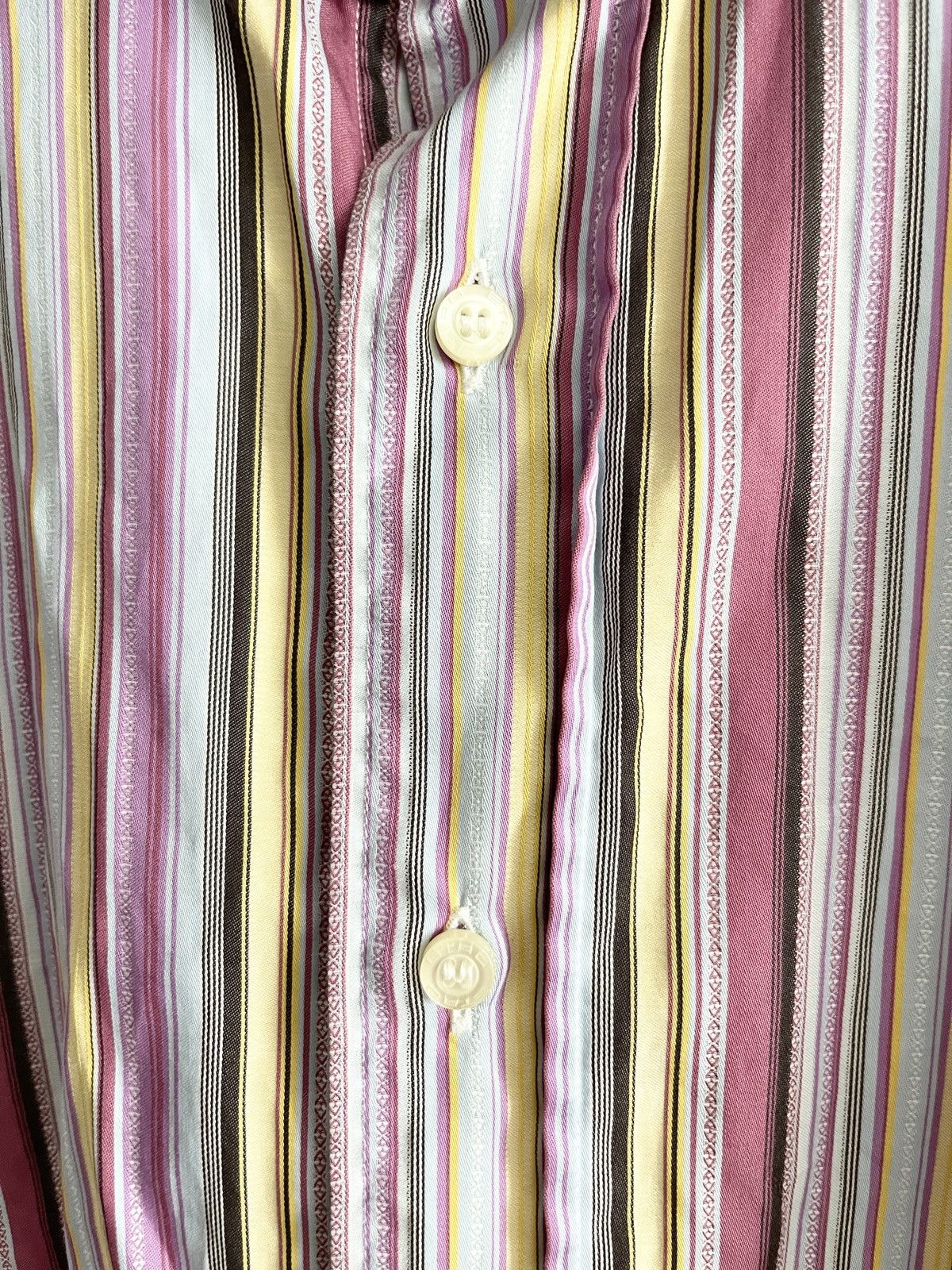 Etro STEAL! Vintage Etro Pink Base Stripe Shirt Size 44R - 4 Thumbnail